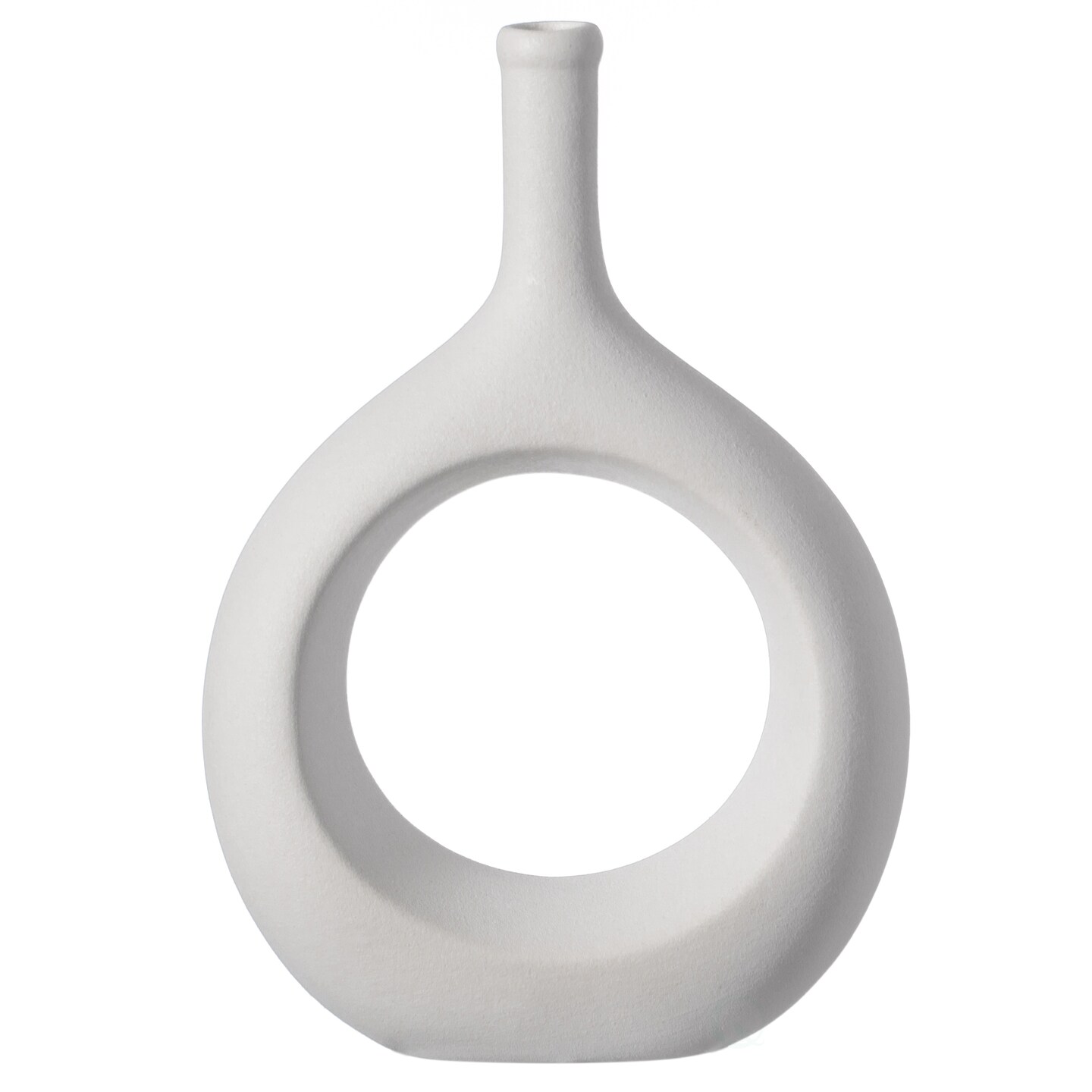 Contemporary White Ceramic Unique Shaped Flower Table Vase Centerpiece