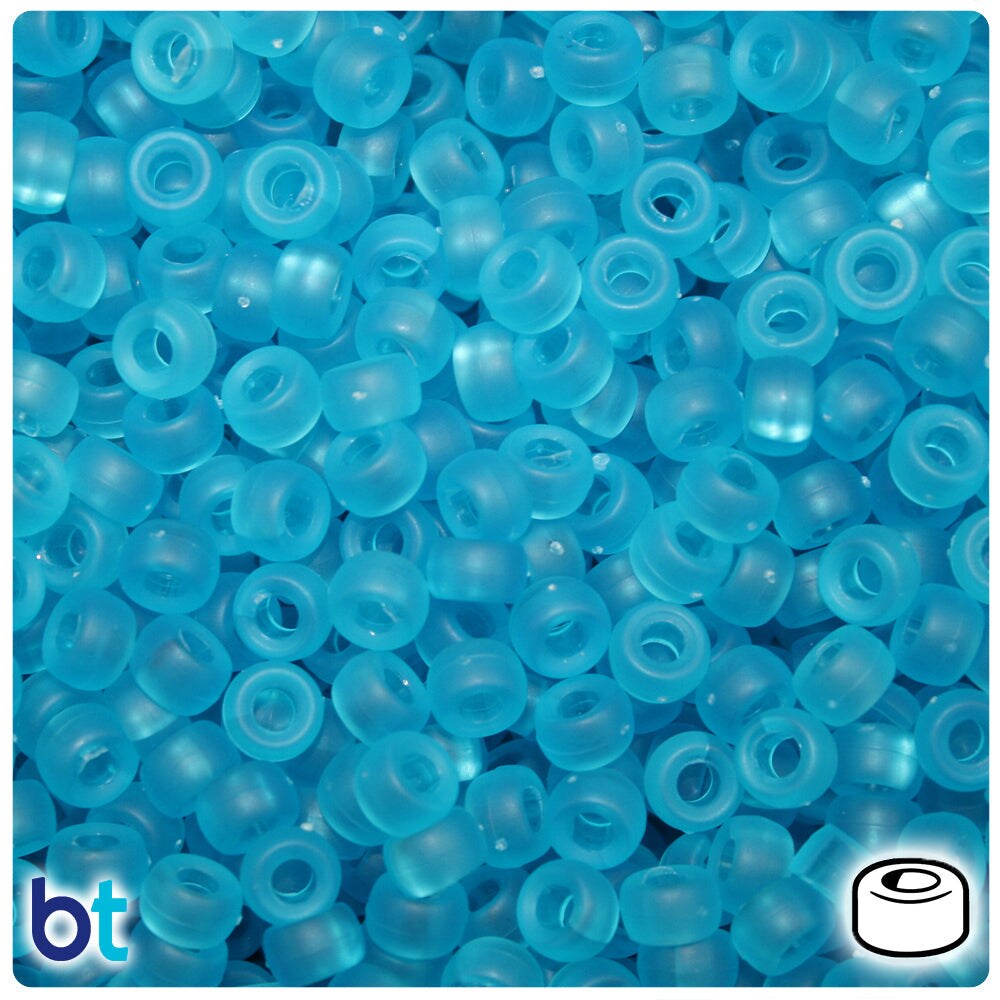 BeadTin Turquoise Frosted 6.5mm Mini Barrel Plastic Pony Beads (1000pcs)