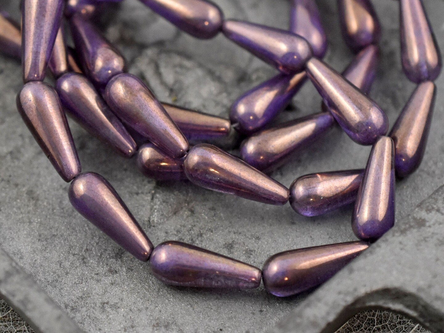 *10* 15x6mm Gold Washed Amethyst Teardrop Beads
