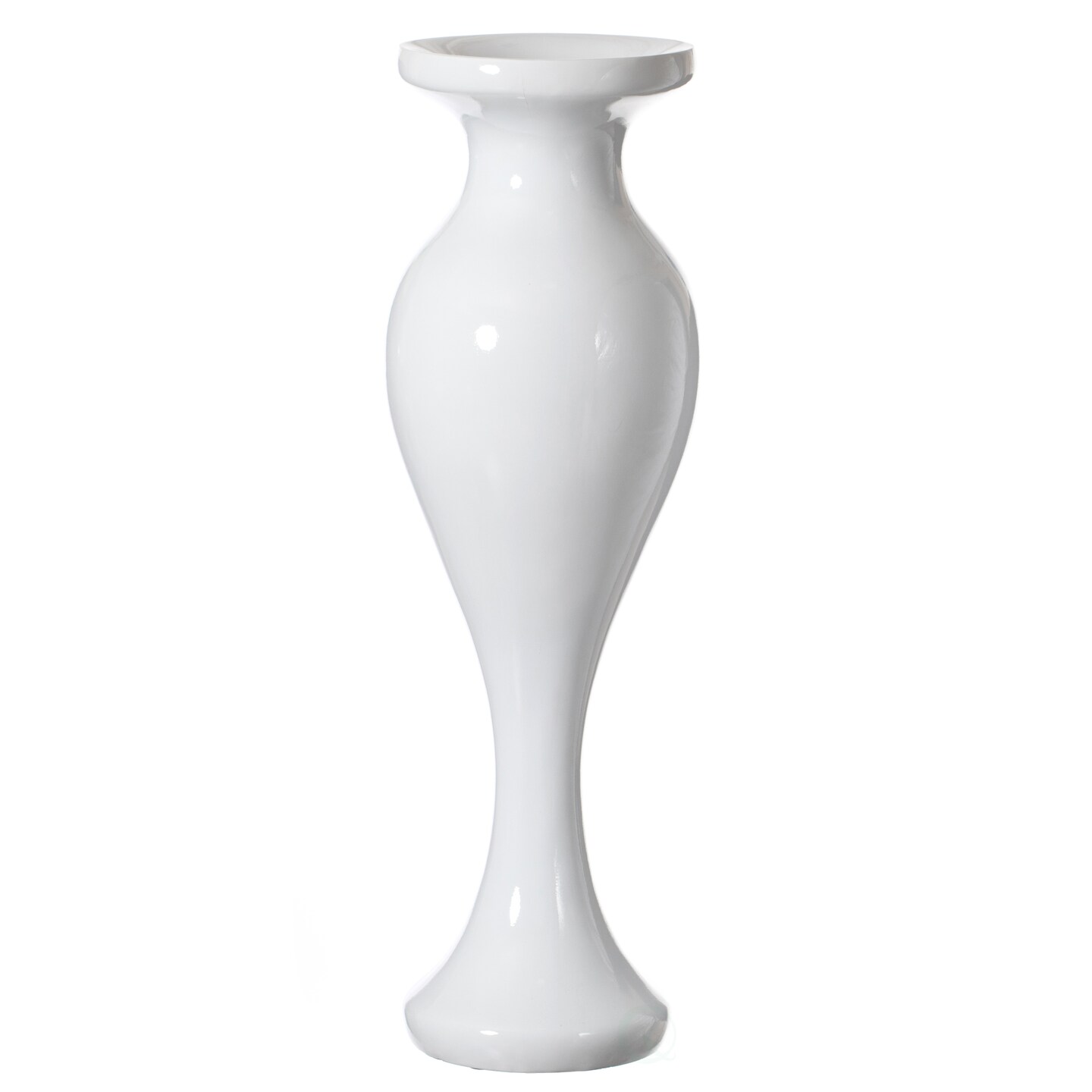 Decorative Large White Trumpet Design Modern Flower 32 Inch Tall Floor Vase - Contemporary Home Decor Accent for Living Room, Entryway, or Dining Room - Statement Piece with Versatile Styling Options