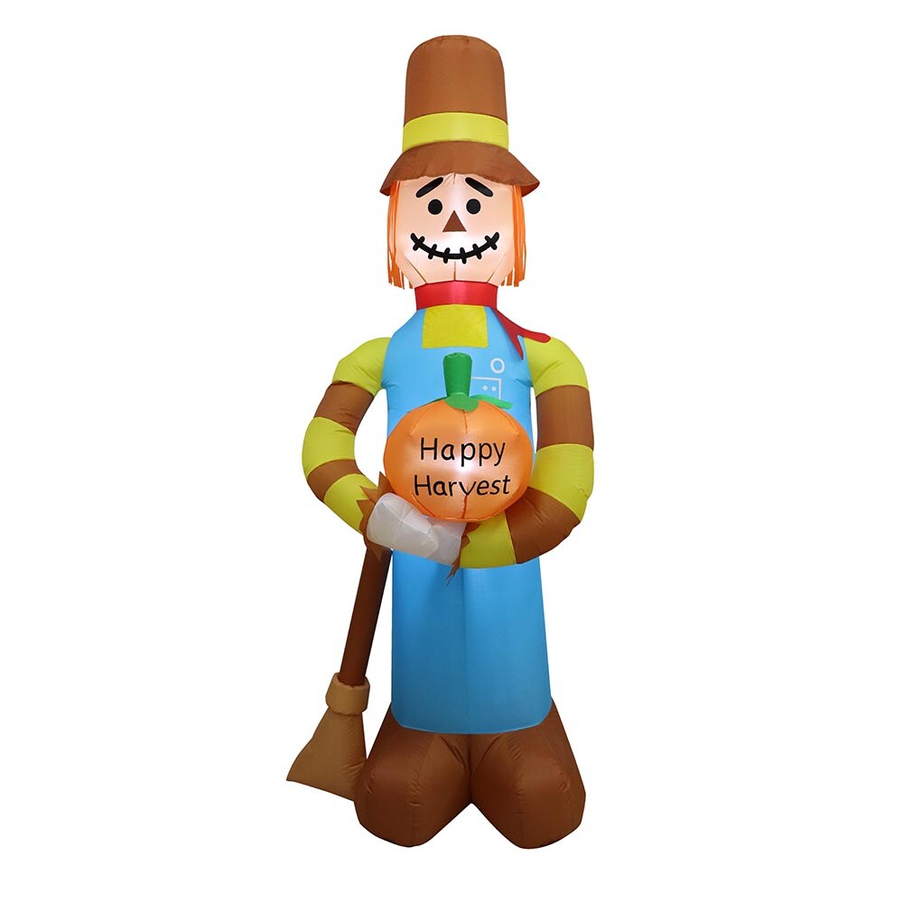 7.5&#x27; Air Blown Inflatable Scarecrow w/ Pumpkin and Broom GTF00019-75
