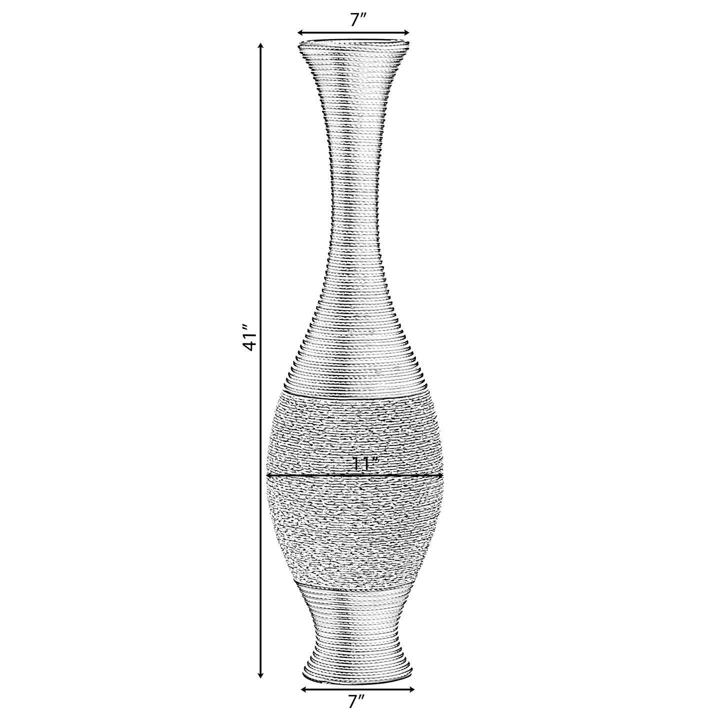 Tall Decorative Floor Vase, PVC Floor Vase, Tall Flower Holder, Brown Floor Vase, Floor Vase 41- Inch -Tall, for Living Room, Dining Room, Hallway, or Entryway