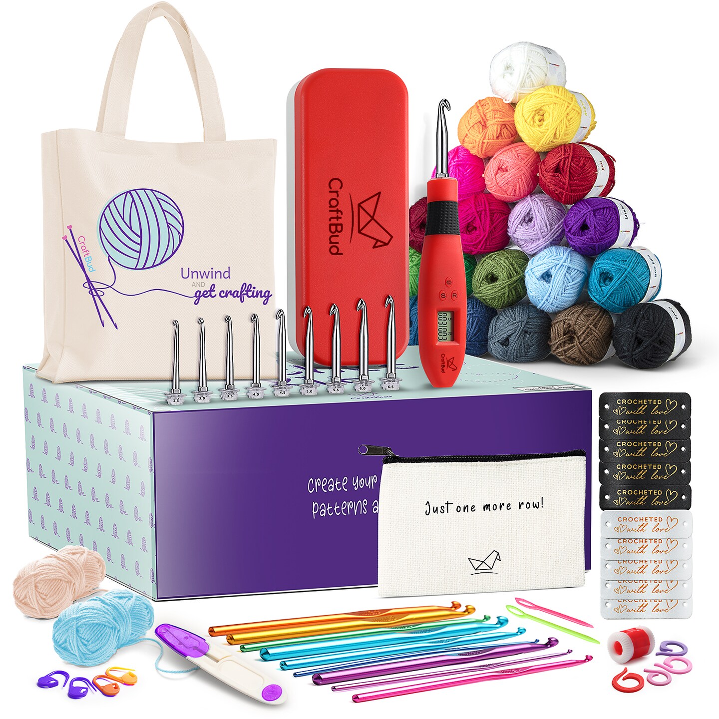 CraftBud DIY Crochet Kit with Digital Counting Crochet Hook Set