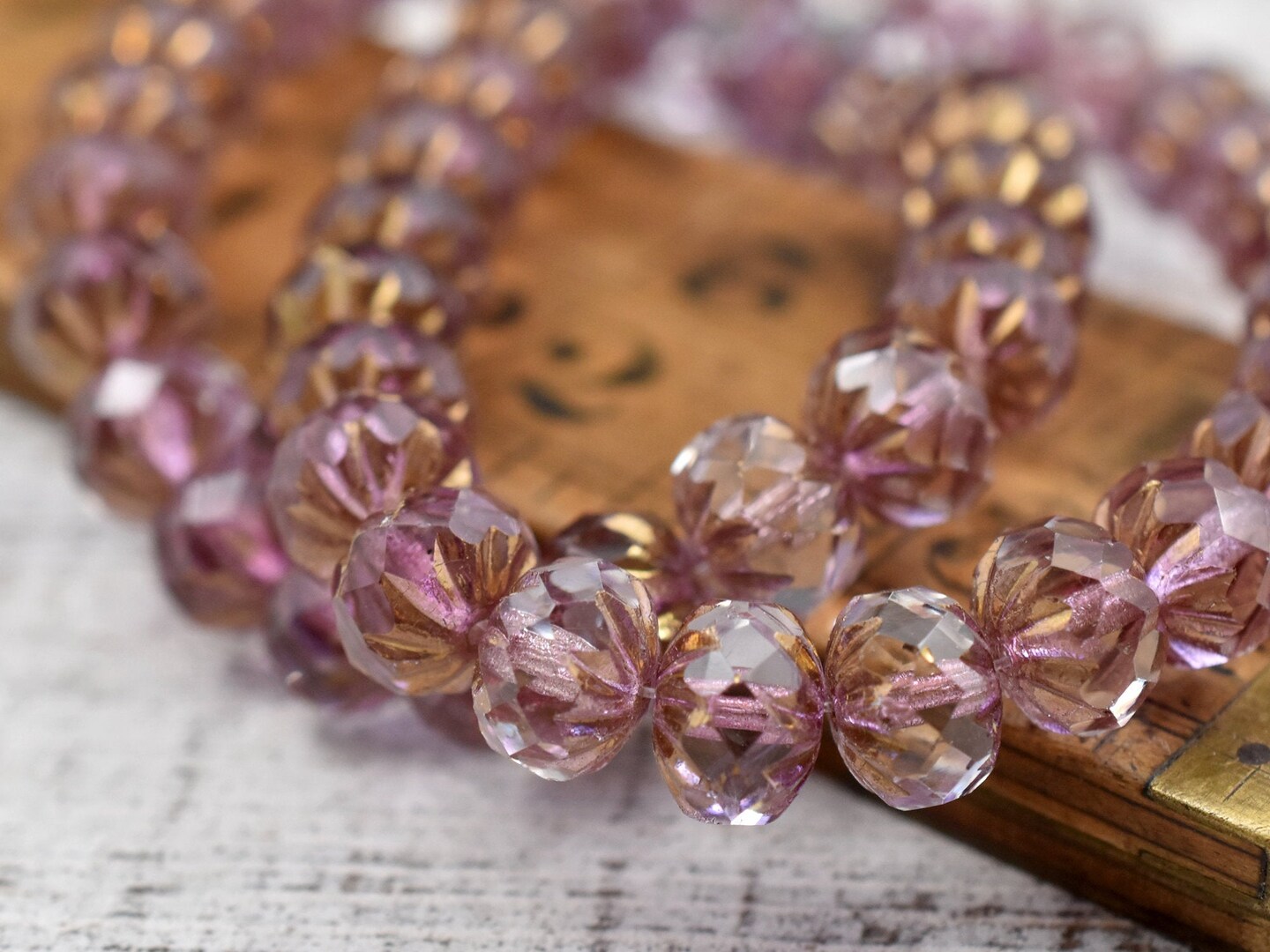 *25* 6x9mm Purple Bronze Washed Crystal Cruller Rondelle Beads