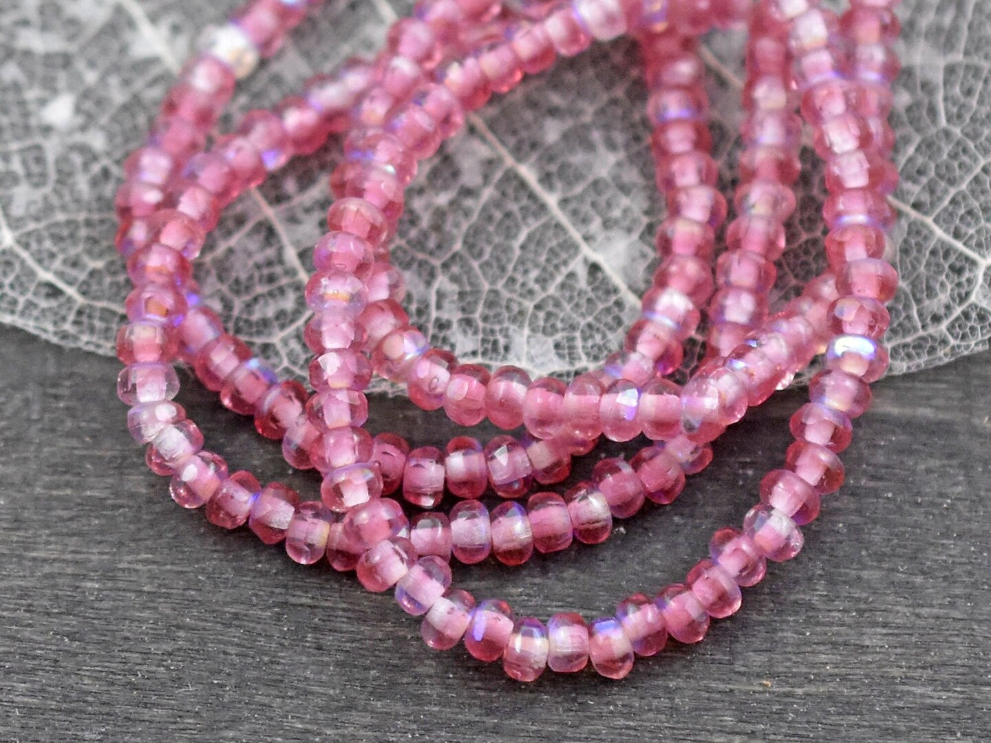 *50* 2x3mm Fuchsia Crystal AB Faceted Micro Spacer Beads