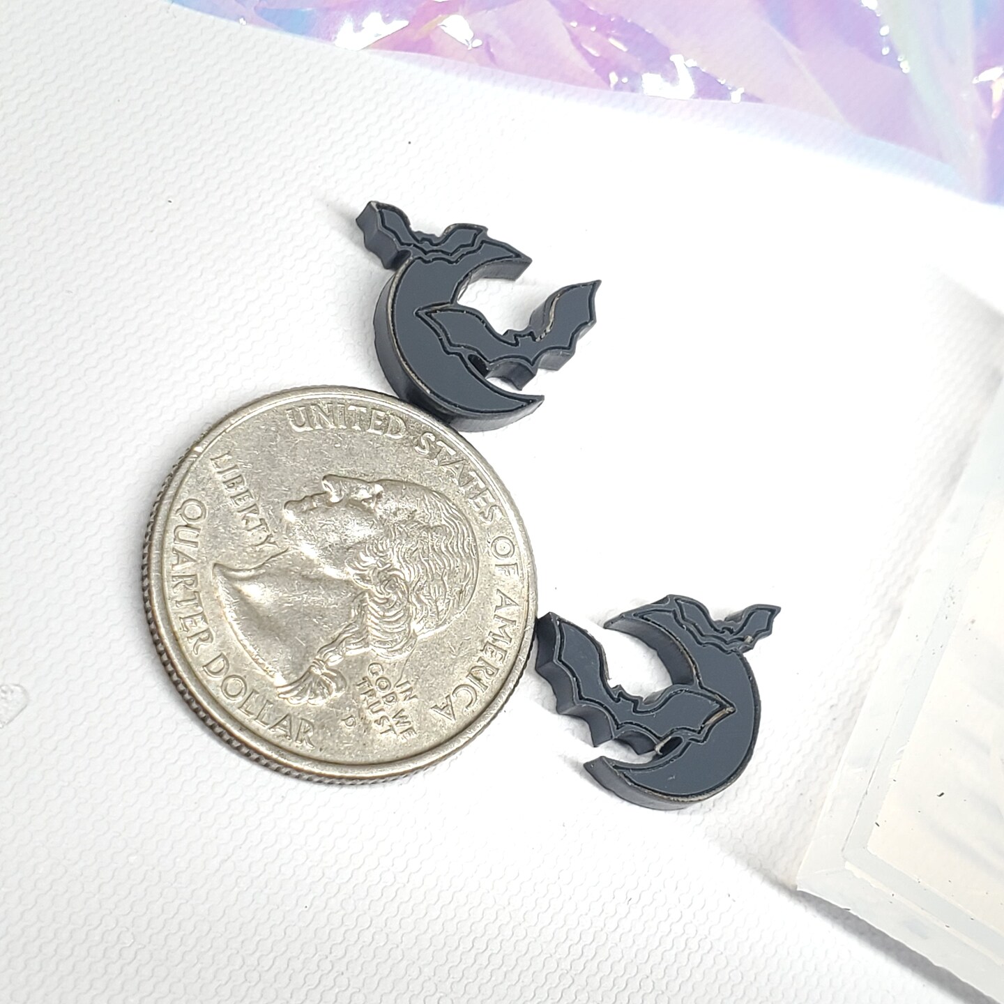 Bat &#x26; Moon Scary Moonlight Earrings Stud Silicone Mold(A5)