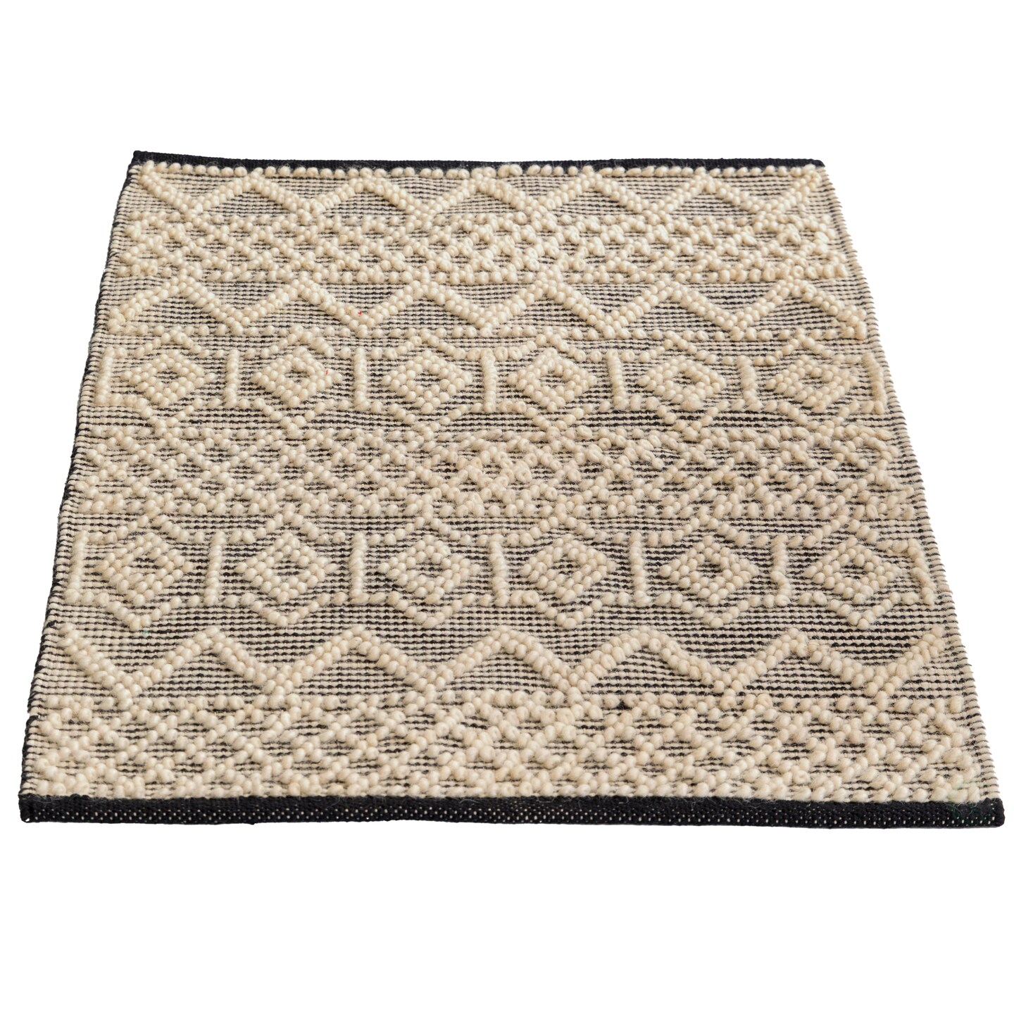 Handwoven Black and White Textured Wool Flatweave Kilim Rug
