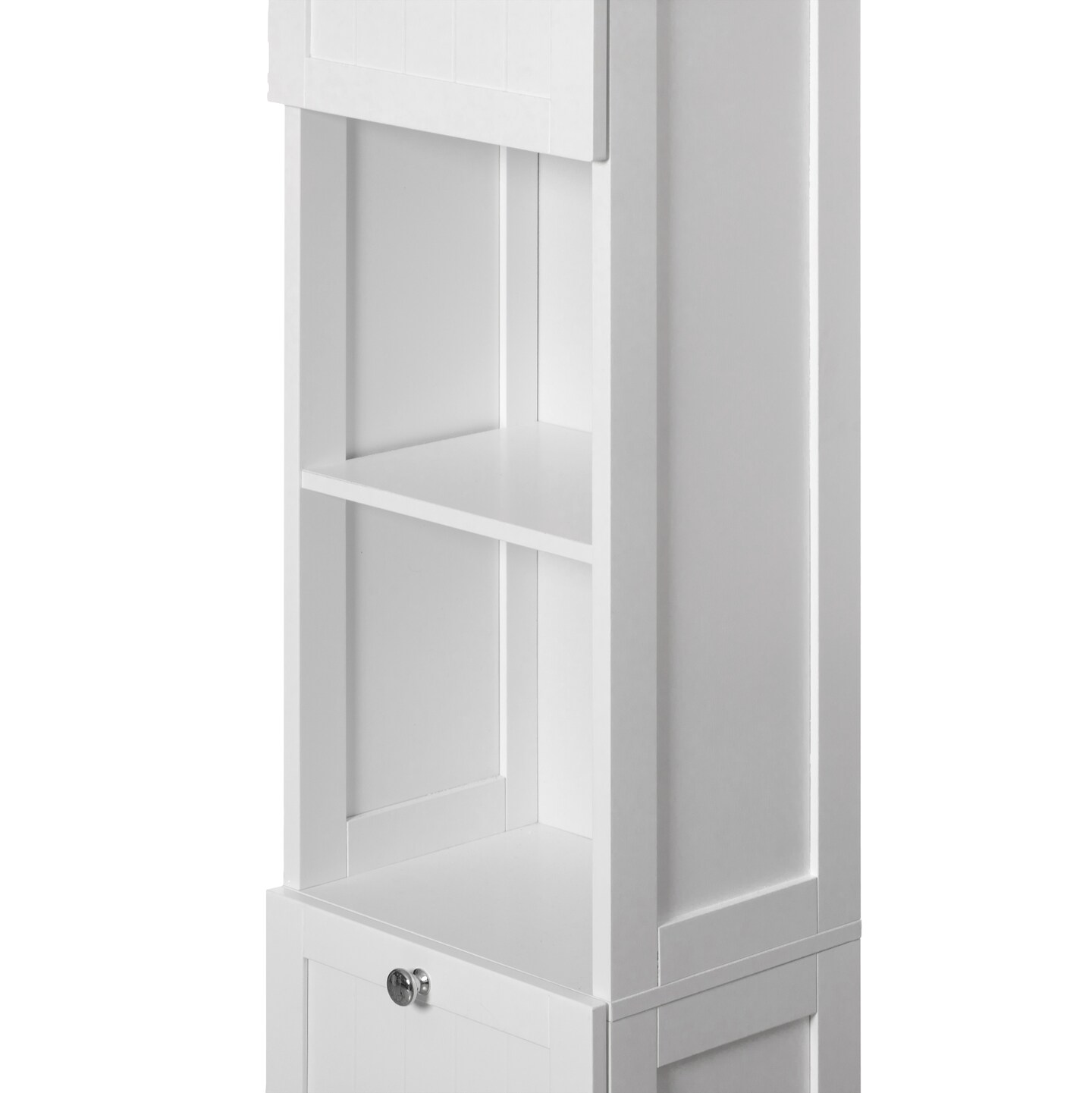 White Tall Standing Bathroom Linen Tower Storage Cabinet for Bathroom and Vanity
