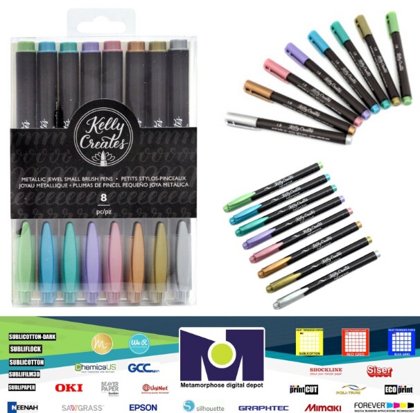 PEN - American Crafts - KC - SMALL BRUSH PENS - METALLIC JEWEL (8 PIECE) 349301