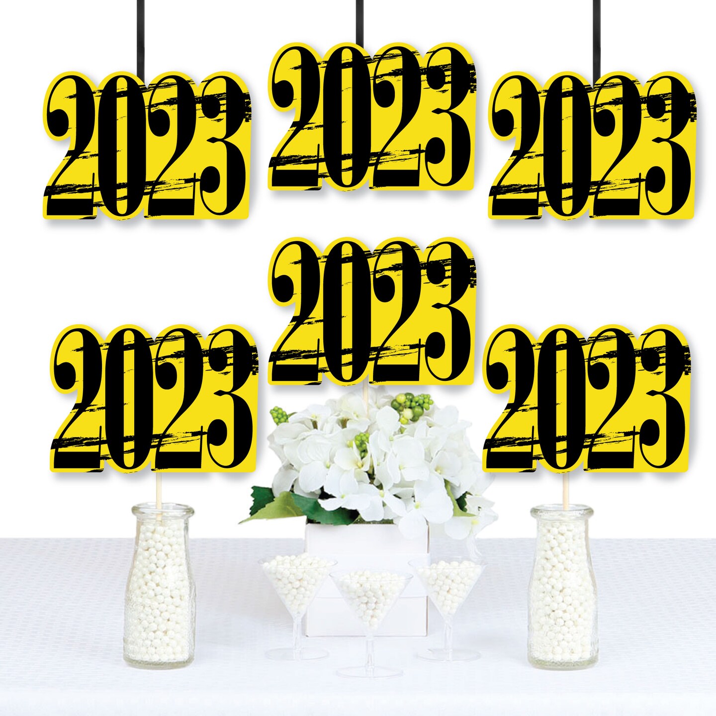 Big Dot of Happiness 2023 Yellow Graduation Decorations - DIY Party Essentials - Set of 20