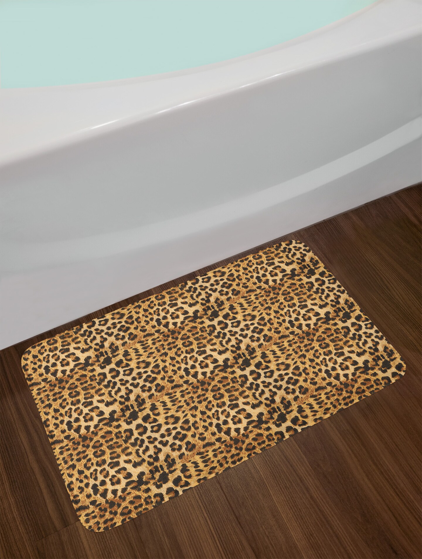 Ambesonne Brown Bath Mat, Leopard Print Animal Skin Digital Printed Wild Safari Themed Spotted Pattern Art, Plush Bathroom Decor Mat with Non Slip Backing, 29.5&#x22; X 17.5&#x22;, Brown