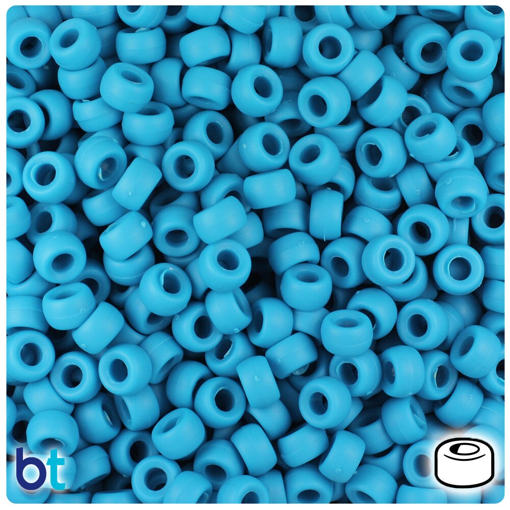 BeadTin Dark Turquoise Matte 6.5mm Mini Barrel Plastic Pony Beads (1000pcs)