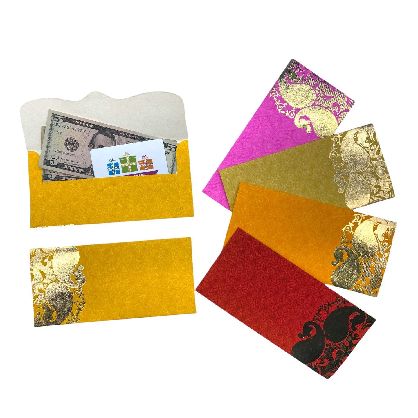 Pack of 10 Money Envelopes for Cash Assorted Indian Paper Shagun Lifafa Gift Cards Ganesha Decorative Lucky Cash Card Currency Holder Tip Envelopes Wedding Diwali Gift