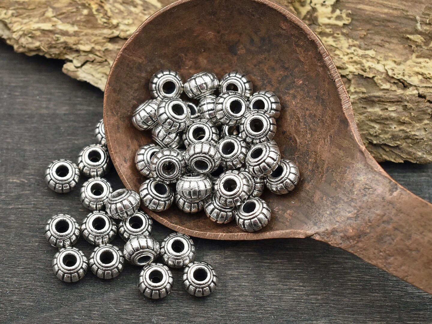 100 6x4mm Antique Silver Grooved Rondelle Spacer Beads Michaels