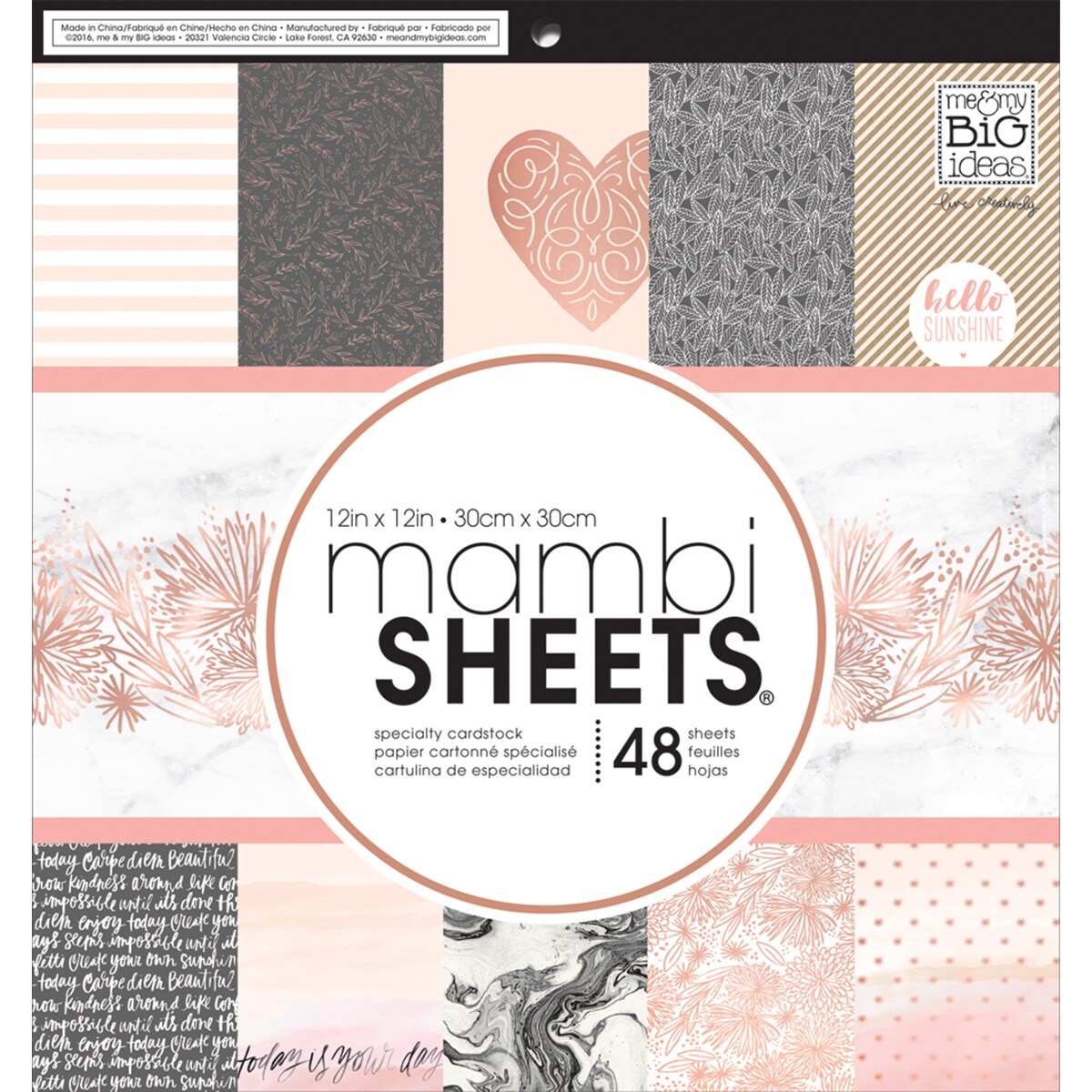 Mambi Single-Sided Paper Pad 12&#x22;X12&#x22; 48/Pkg-Rose Gold