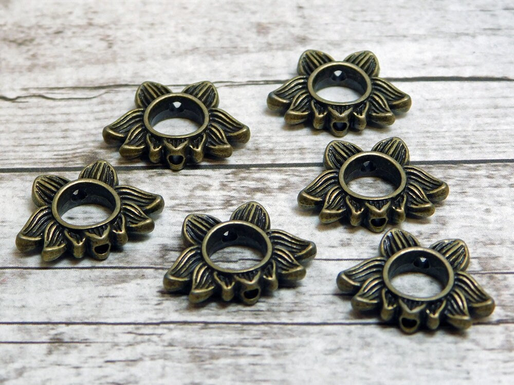 Bead Frame - Metal Beads - Lotus Flower Beads - Lotus Flower Charms - Lotus Charms - 14x19mm - (3348)