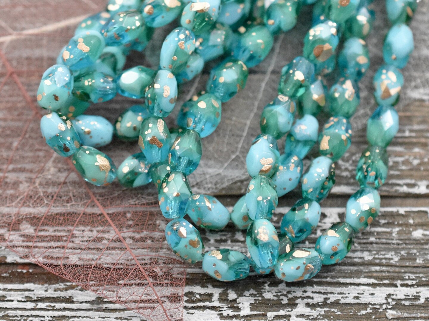 *20* 5x7mm Gold Splattered Mixed Blue &#x26; Green Opal Fire Polished Faceted Oval Beads