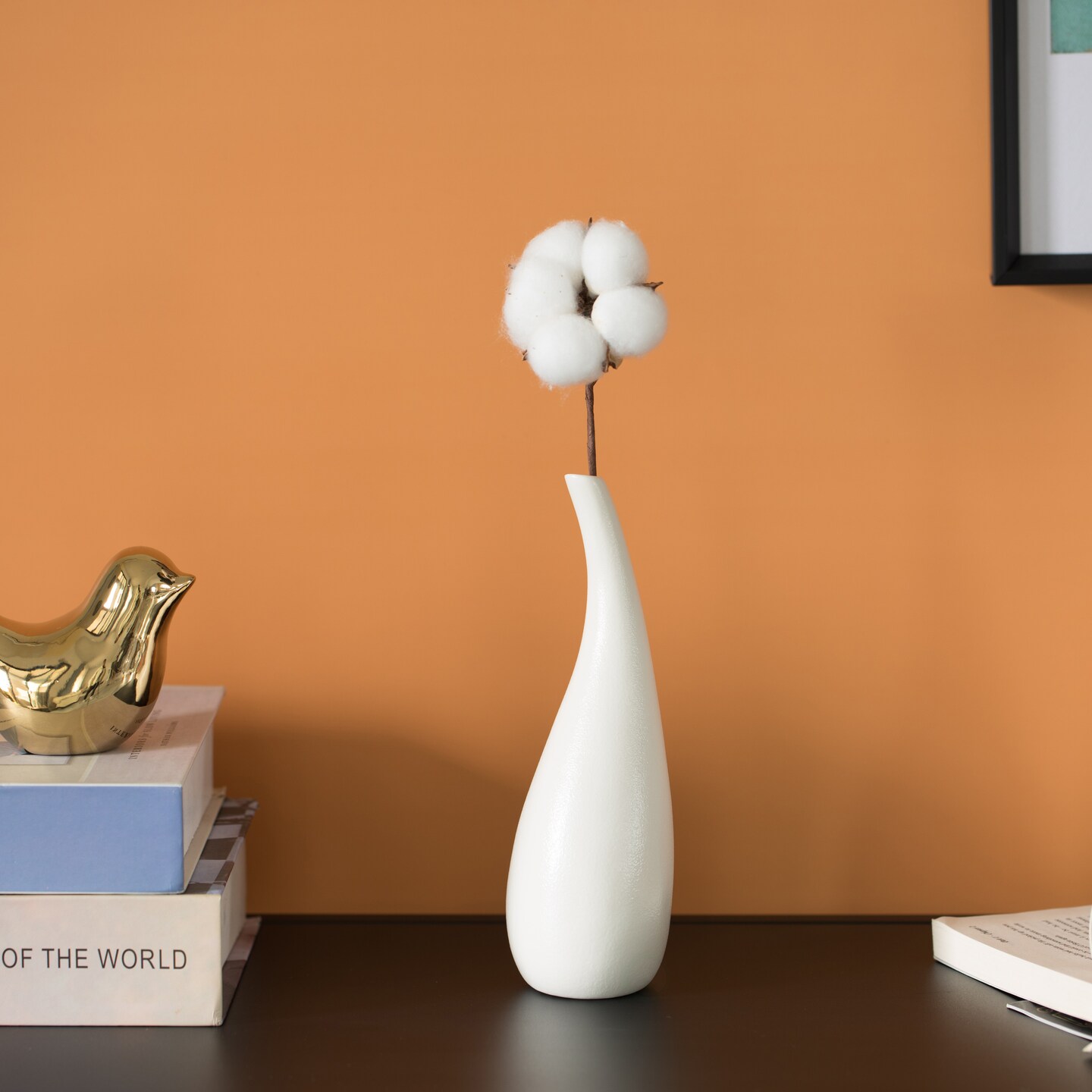 Uniquewise White Ceramic Water Drop Vase - Modern Teardrop Shape for Home Decor - Perfect for Floating Shelves TV Stands Desks Bookshelves Side Tables Countertops and Contemporary Spaces