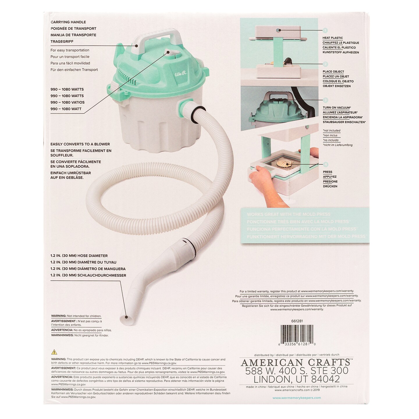 We R Memory Keepers Mold Press Wet/Dry Vacuum-White/Mint (Aspiradora) 661281 by American Crafts