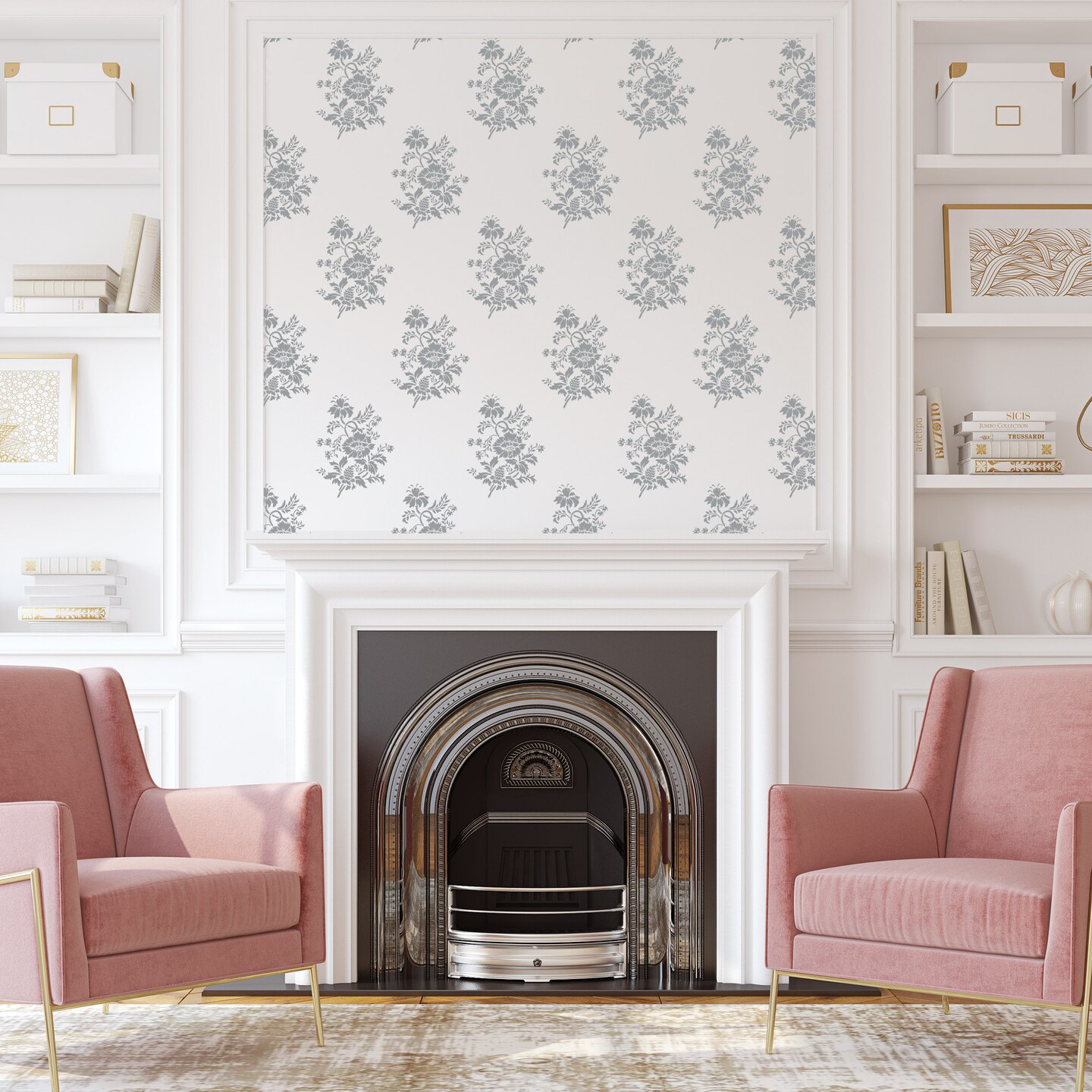 Floral Spray Wallpaper Wall Stencil | 3560 by Designer Stencils | Floral Stencils | Reusable Art Craft Stencils for Painting on Walls, Canvas, Wood | Reusable Plastic Paint Stencil for Home Makeover | Easy to Use & Clean Art Stencil