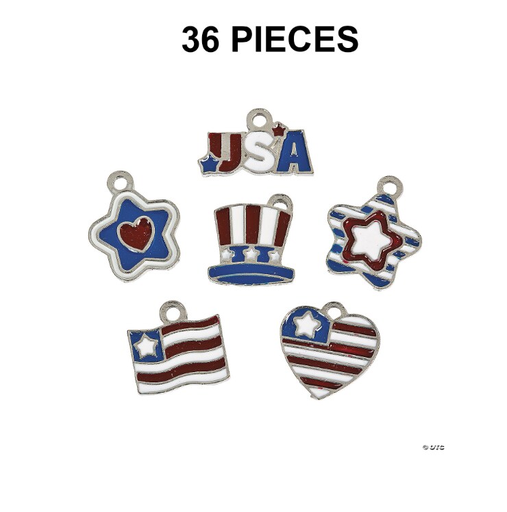 Patriotic Enamel Charms - 36 Pc.