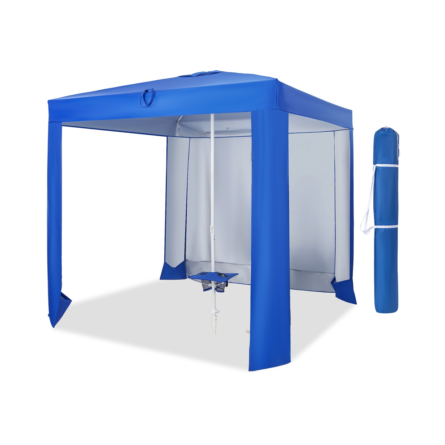 Beach Canopy Tent With Detachable Sidewall And Folding Table-Blue