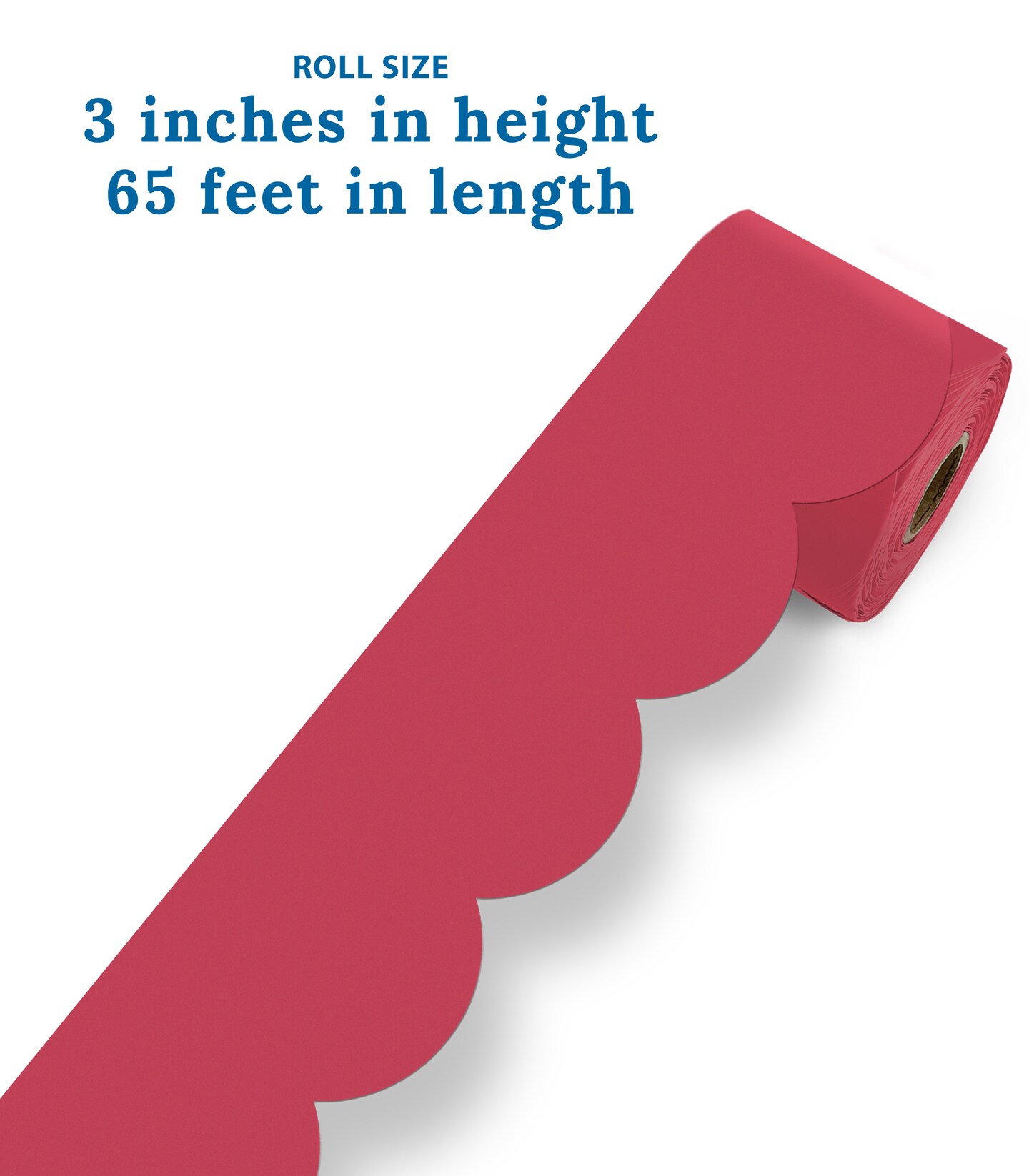 Carson Dellosa 65Ft of Berry Red Bulletin Board Borders, 1 Roll of Scalloped Trim for Rolling Whiteboard, Cork and Posterboard, Party, Christmas Decorations, and Classroom Decor