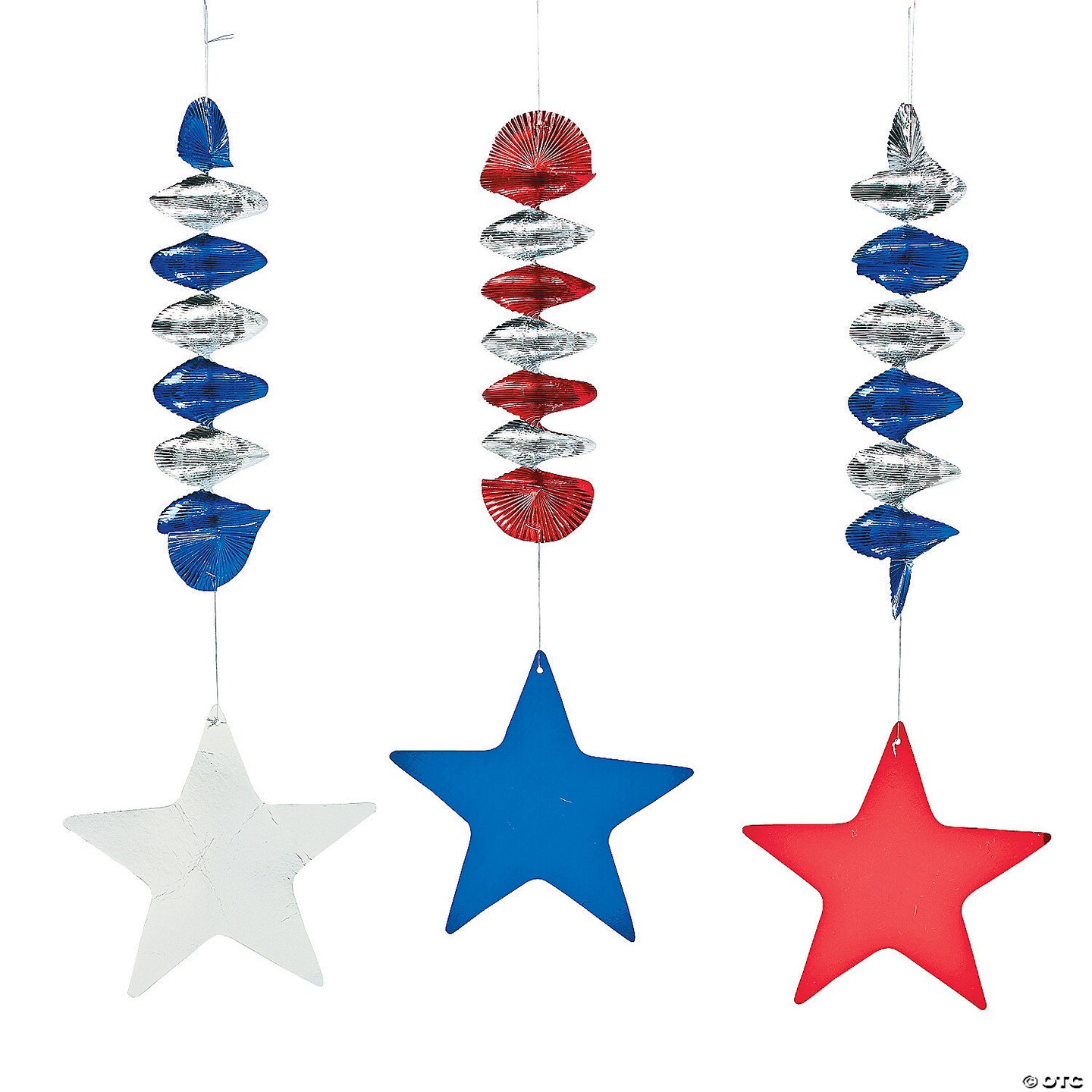 34 1/2&#x22; Patriotic Stars Hanging Swirls - 12 Pc.