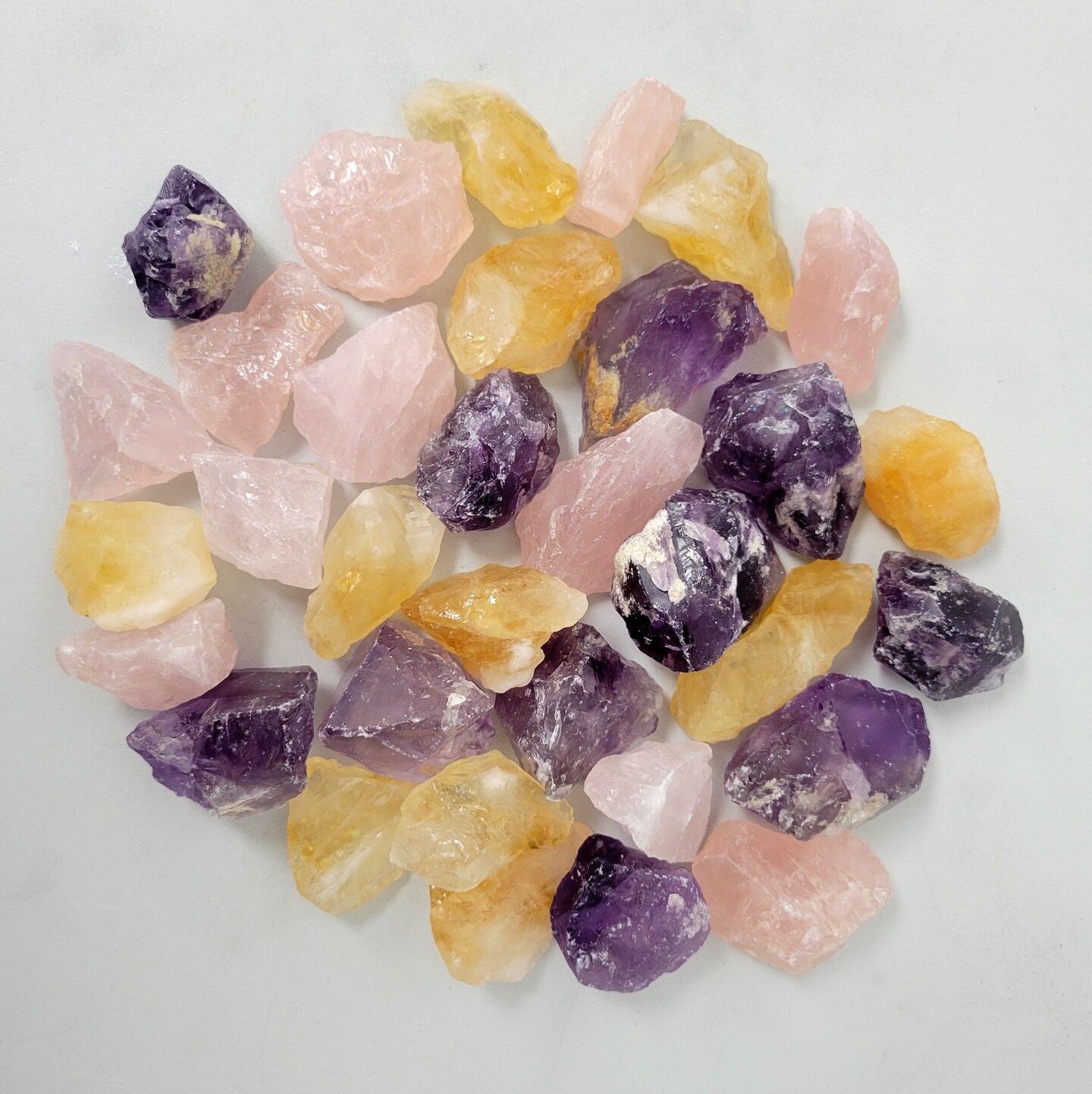 Citrine, Amethyst, Rose Quartz - Healing Crystals Trio Set