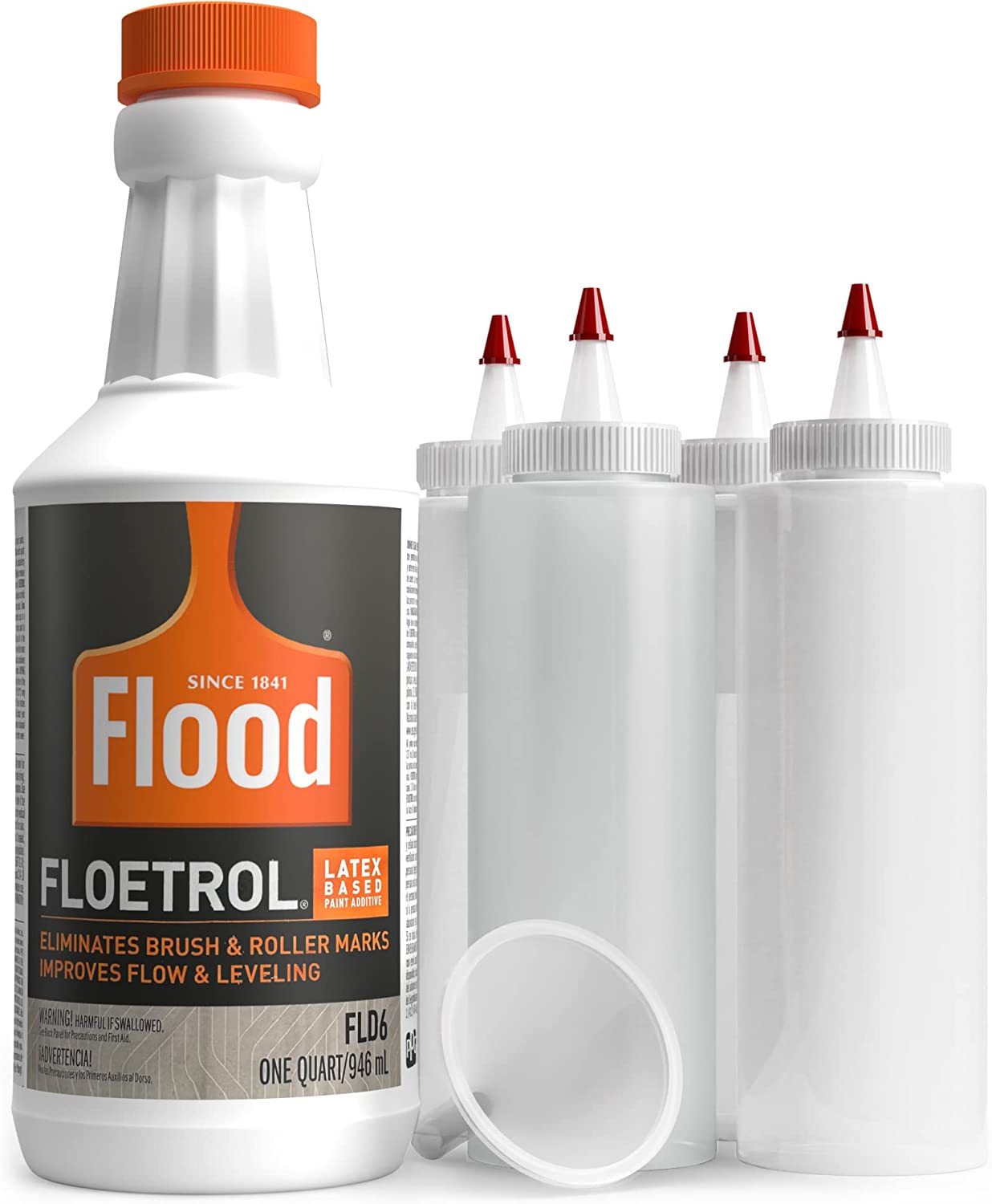 Flood Floetrol Additive (1 Quart), 4X 8-Ounce Squeeze Bottles, 1 Pixiss 2.5-Inch Funnel