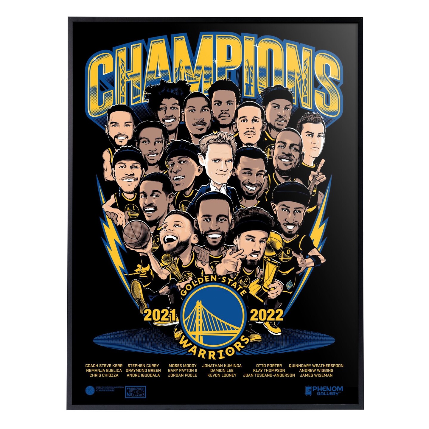 Phenom Gallery Golden State Warriors 2022 NBA Championship 18&#x22; x 24&#x22; Deluxe Framed Serigraph