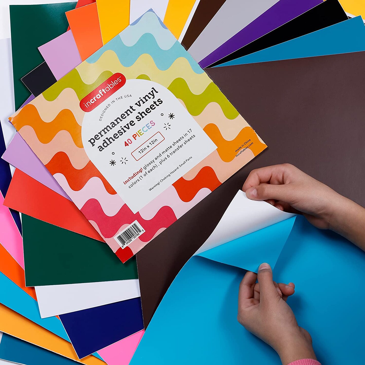 Incraftables Permanent Vinyl Sheets (40pcs). Bulk Permanent Vinyl for Cricut Machine with Glossy, Matte & Transfer Sheets. Multicolor Self Adhesive Vinyl Sheets Sticker Paper Bundle for DIY Crafts