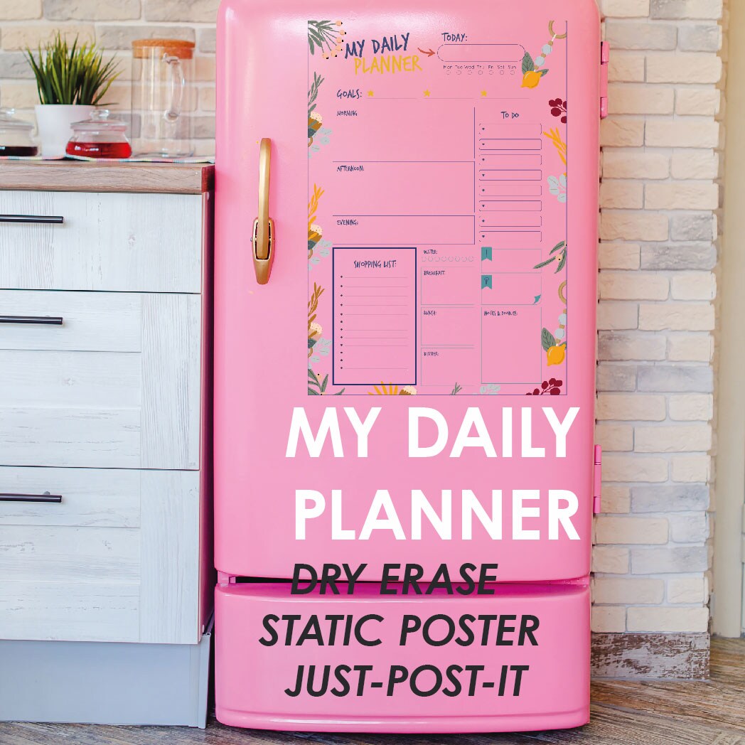 Static Holding Dry-Erase Daily Planner , Mom Daily Planner , Teacher Planner, 2023 Wall Calendar, Educational Wall Art (No Glue - No Tape)
