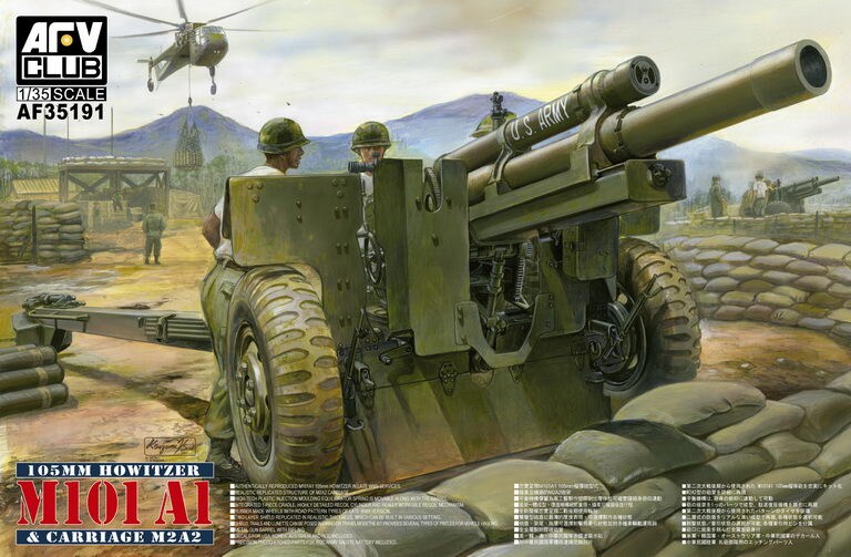 AFV Club  1/35 105mm Howitzer M101A1 Gun w/M2A2 Carriage Plastic Model
