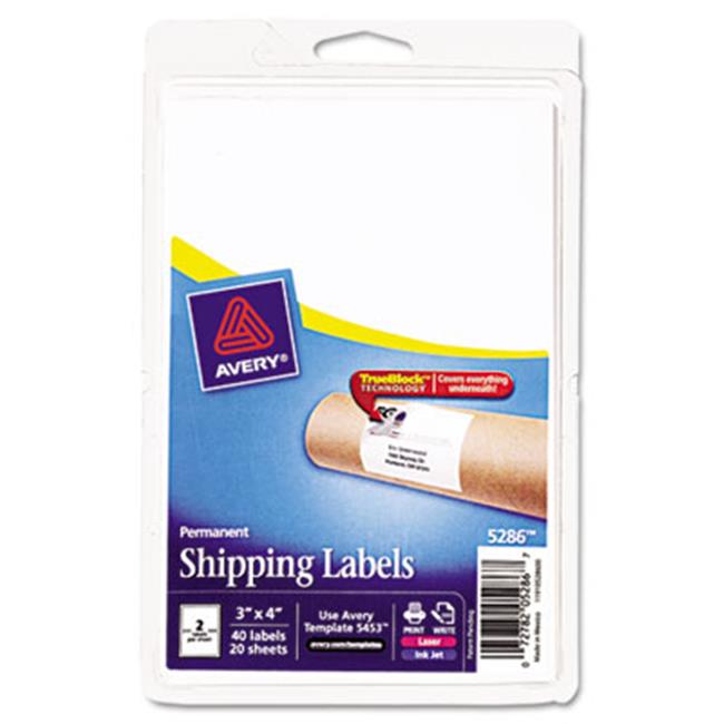 Avery Laser/Inkjet Shipping Labels w/TrueBlock Technology 3 x 4 White 40/PK