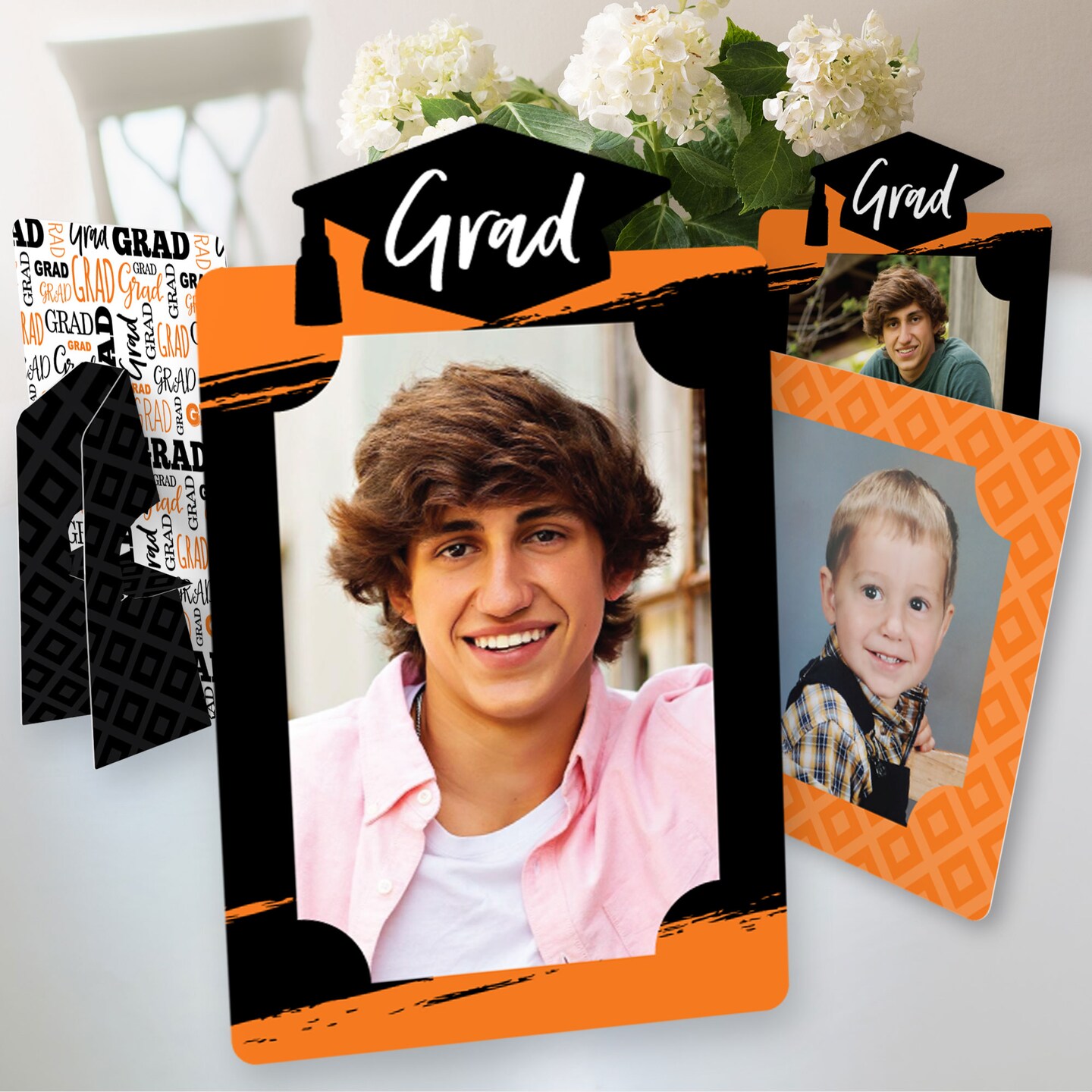 Orange Graduation Party Centerpiece Sticks - 35 Piece DIY Kit For Class Of 2024 Decor, Table Toppers, USA Made