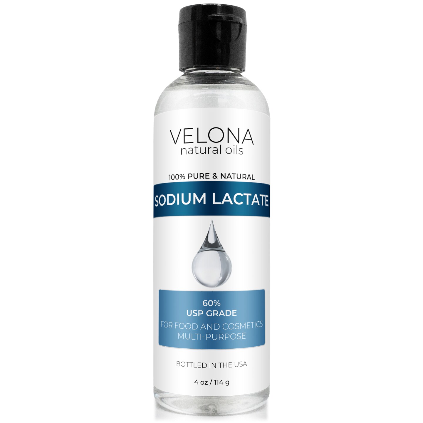 Velona Sodium Lactate 60% - 4 oz | USP Grade Natural Preservative | For Soap Making & Lotions | Harder Bar of Soap, pH Regulator, Glycerin substitute, Provides and Keep Moisture