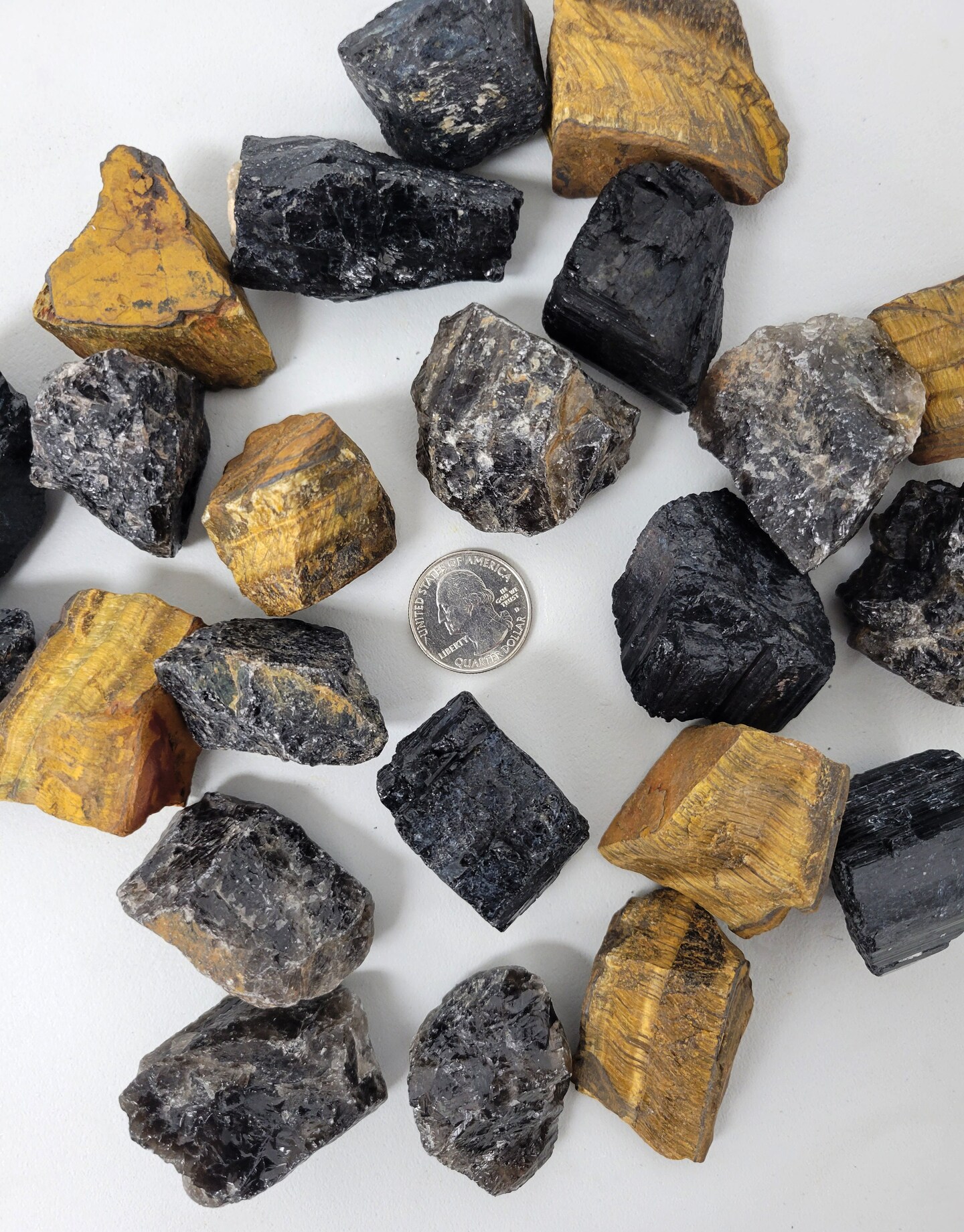 Grounding Crystals Set - Tourmaline, Smoky Quartz, Tiger's Eye