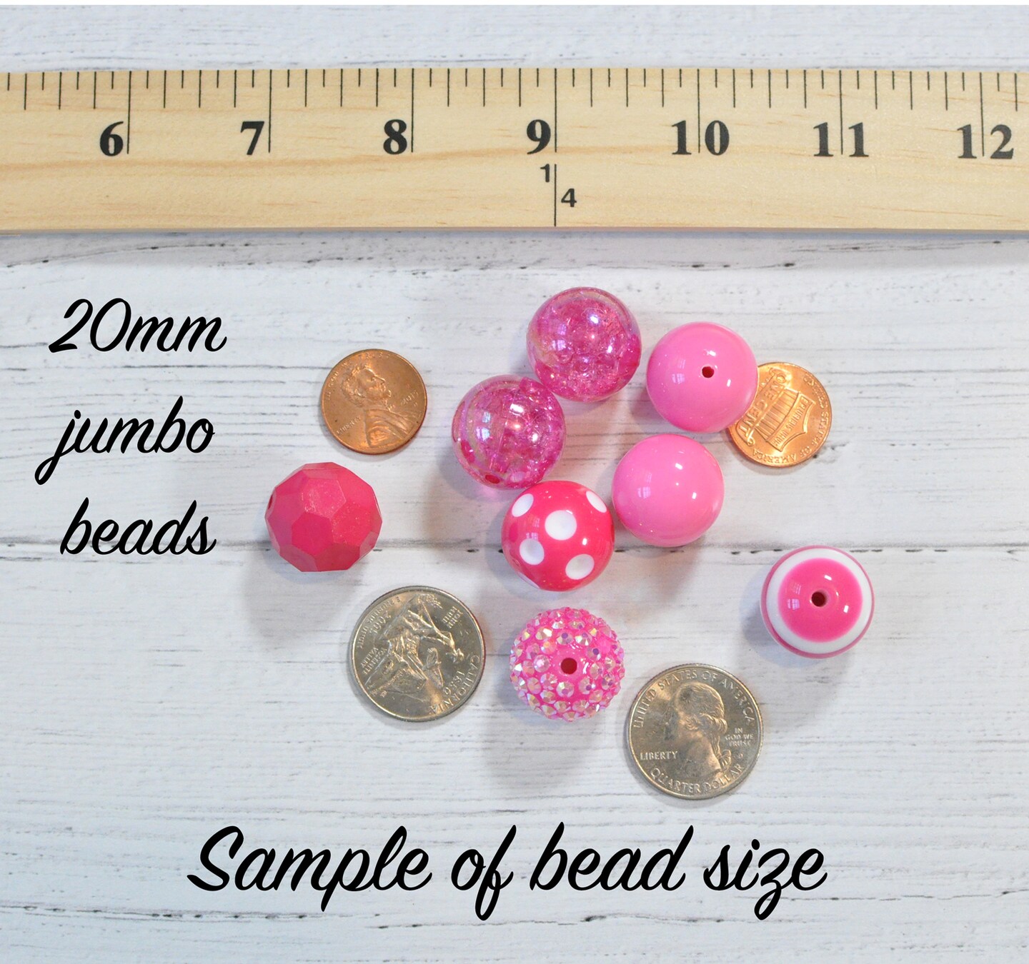 20mm White Icicle acrylic bubblegum bead mix