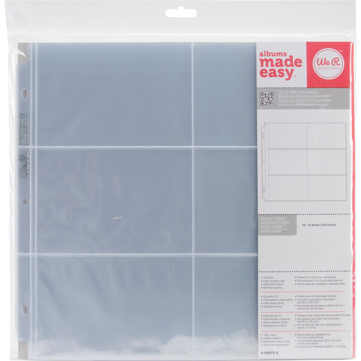 We R Post Bound Photo Sleeves 12&#x22;X12&#x22; 10/Pkg-Six 4&#x22;X6&#x22; Pockets