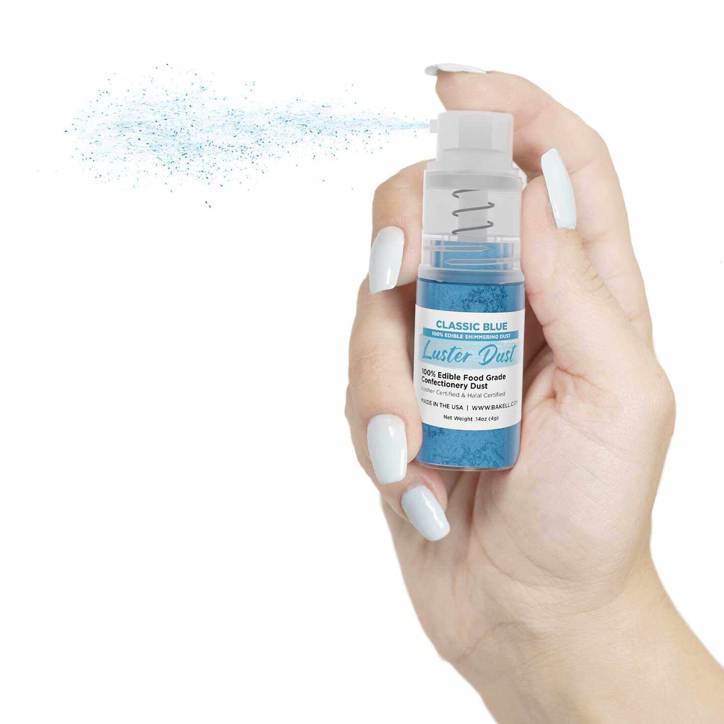 Classic Blue Luster Dust Spray | Luster Dust Edible Glitter Spray Dust for Cakes, Cookies, Desserts, Paint. FDA Compliant (4 Gram Pump)