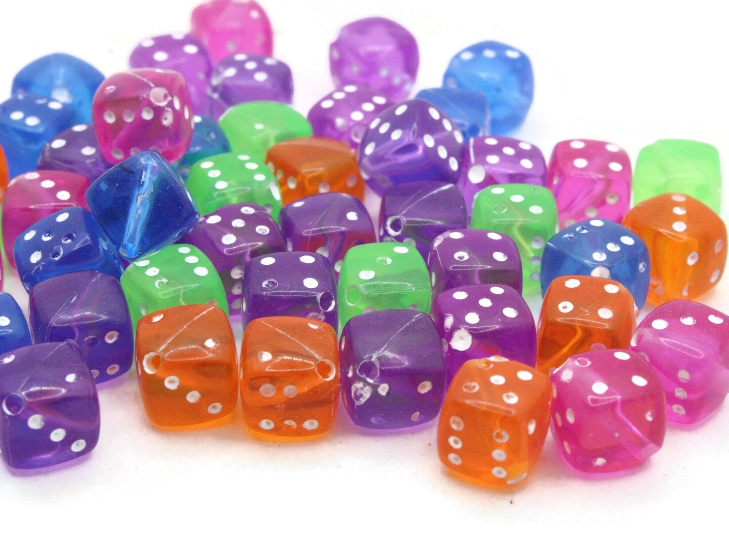 50 8mm Multicolor Acrylic Six Sided Dice Bead Cube Beads
