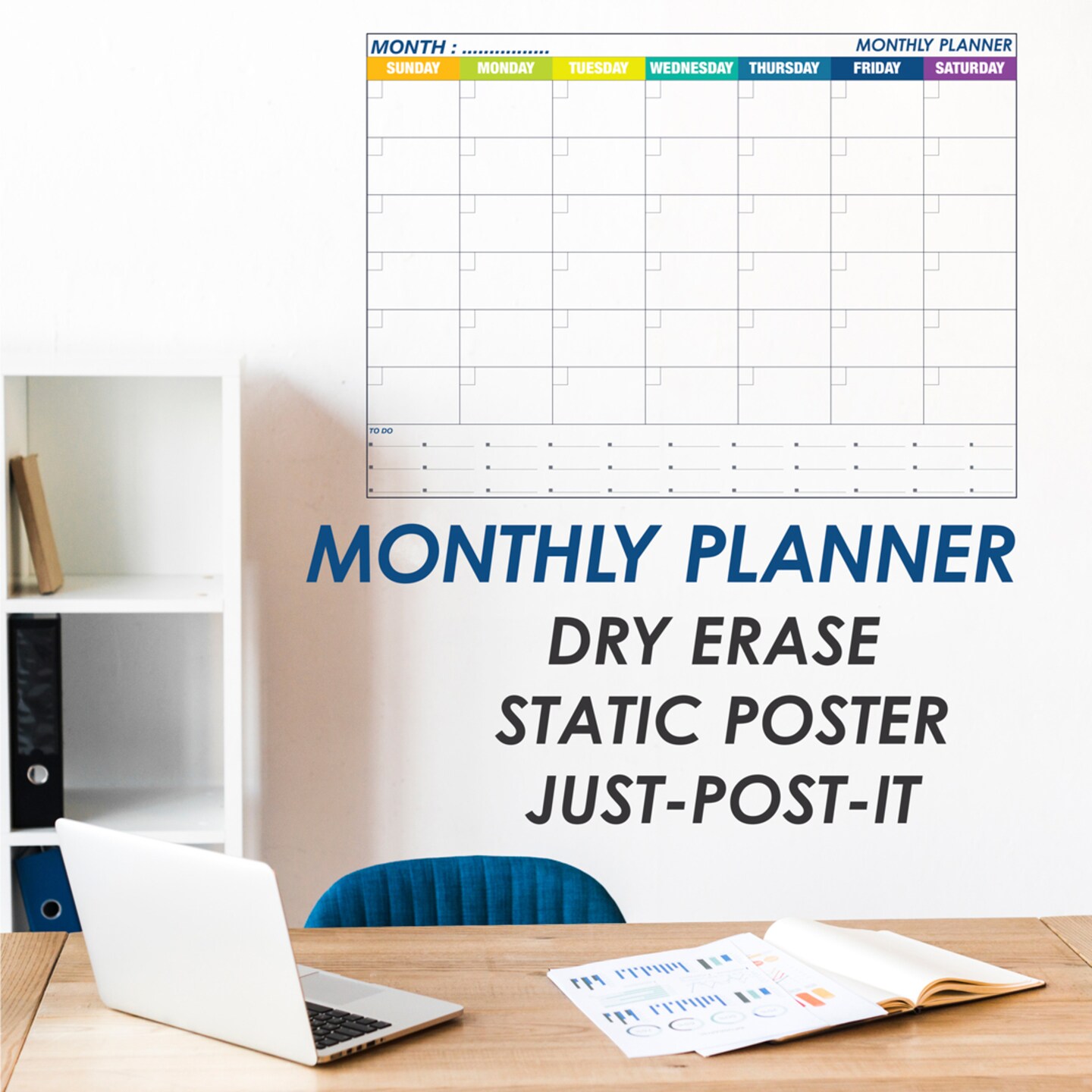 Static Holding Dry-Erase Monthly Planner, Office Planner, Teacher Planner, 2023 Wall Calendar, Educational Wall Art (No Glue -No Tape)