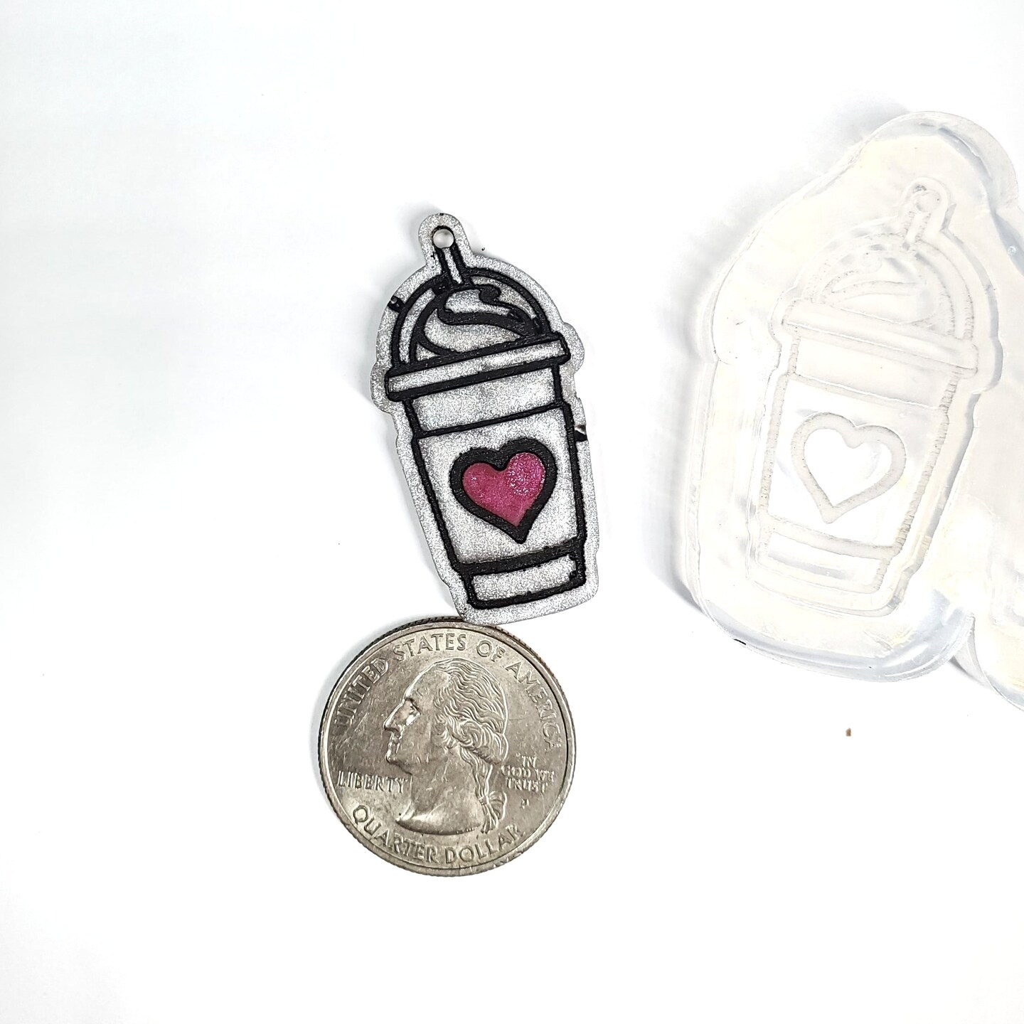 Cold Coffee with Heart Dangle Silicone Mold 1.5in(C1)