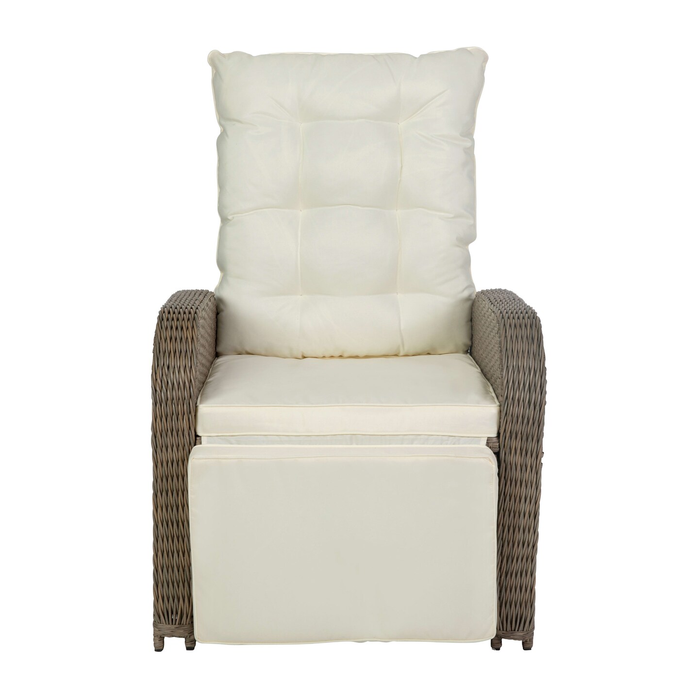 Merrick Lane Selci Modern Style Patio Wicker Rattan Indoor/Outdoor Recliner Lounge Chair with Side Table and Adjustable Back
