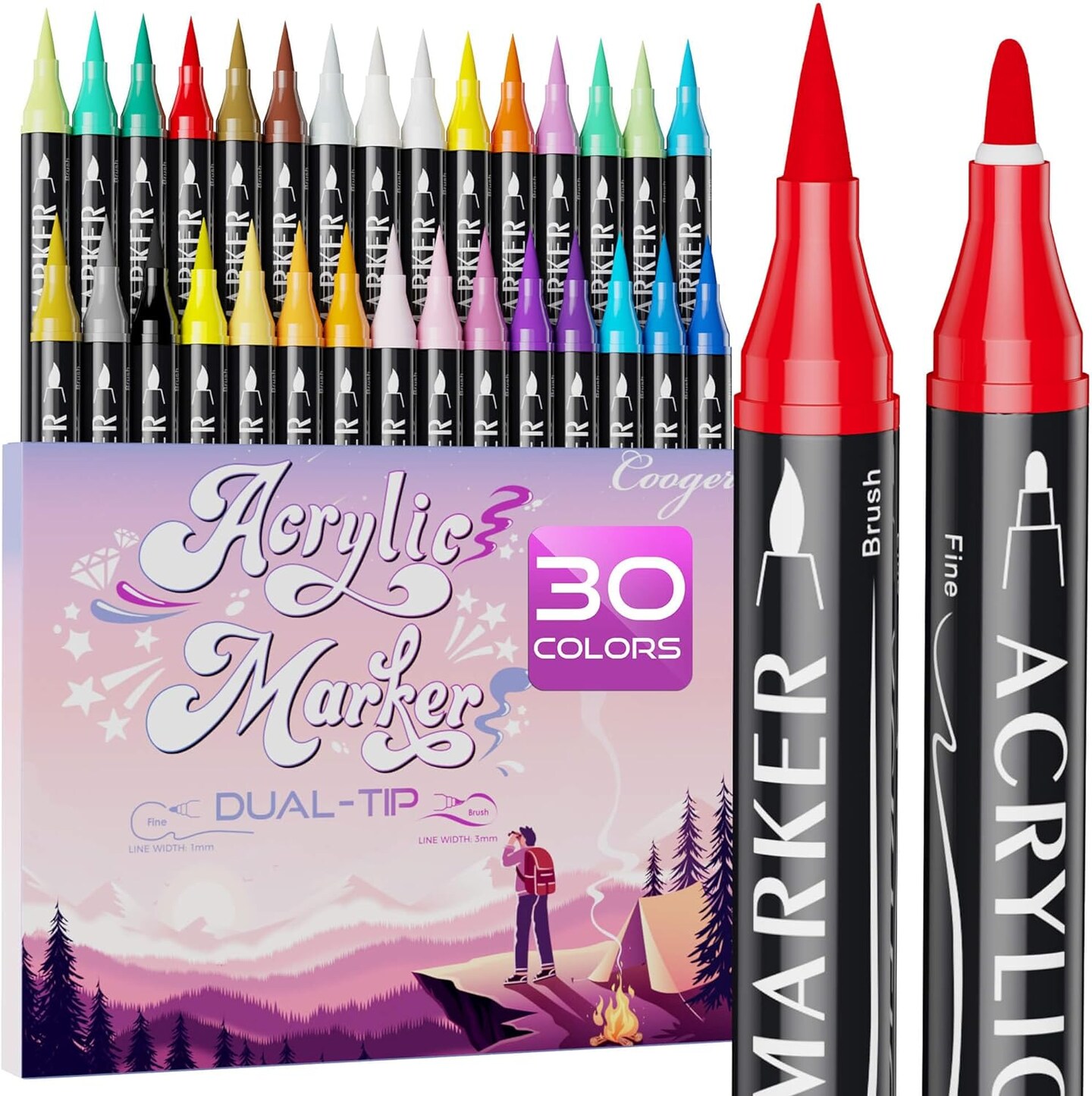 30 Colors Dual Tip Acrylic Paint Markers | Michaels