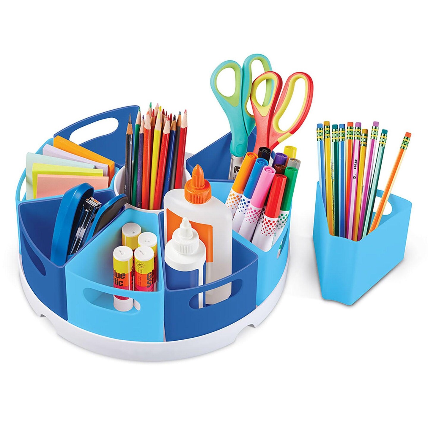 10 Piece set Art/Desk Organizer for Kids, Crayon/Homeschool Organizers and Storage Blue