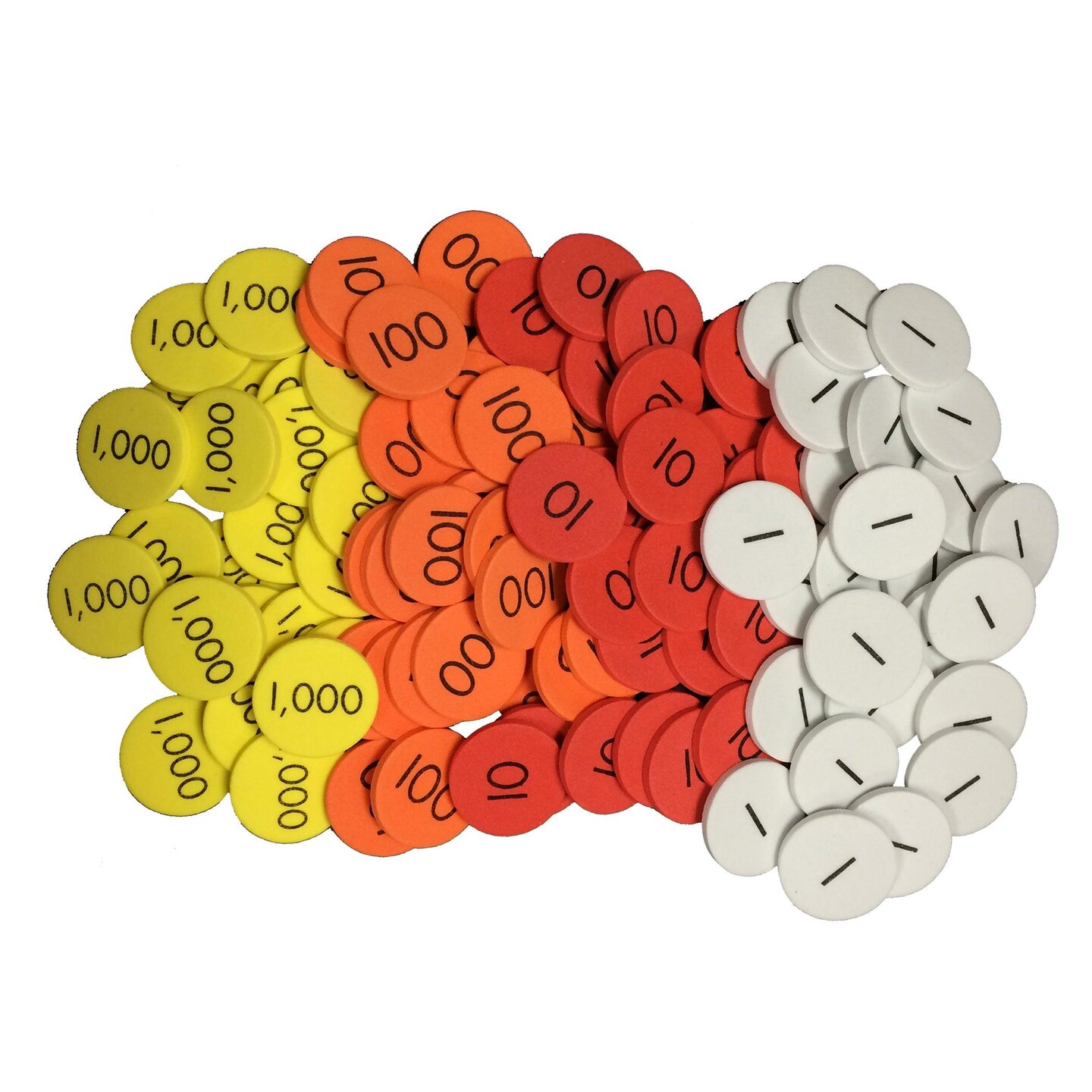 4-Value Whole Numbers Place Value Discs, Pack of 1200