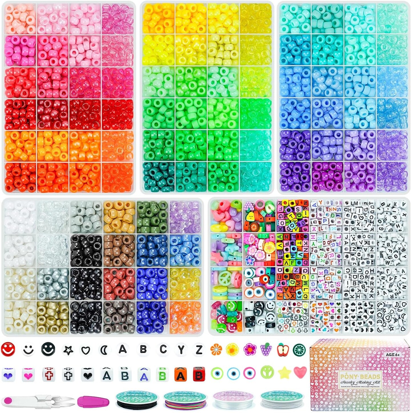 5 Boxes Bracelet Making Kit Pony Beads