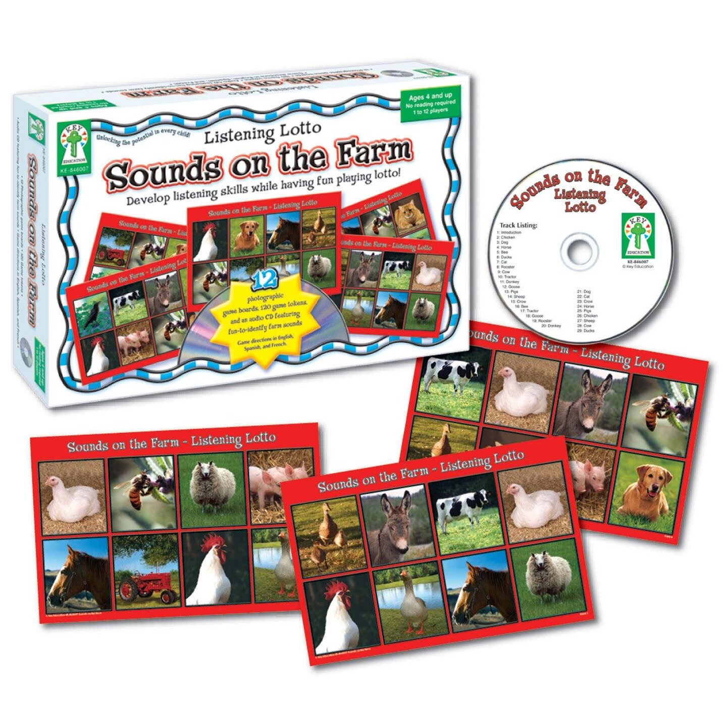 Listening Lotto: Sounds on the Farm Board Game, Grade PK-3